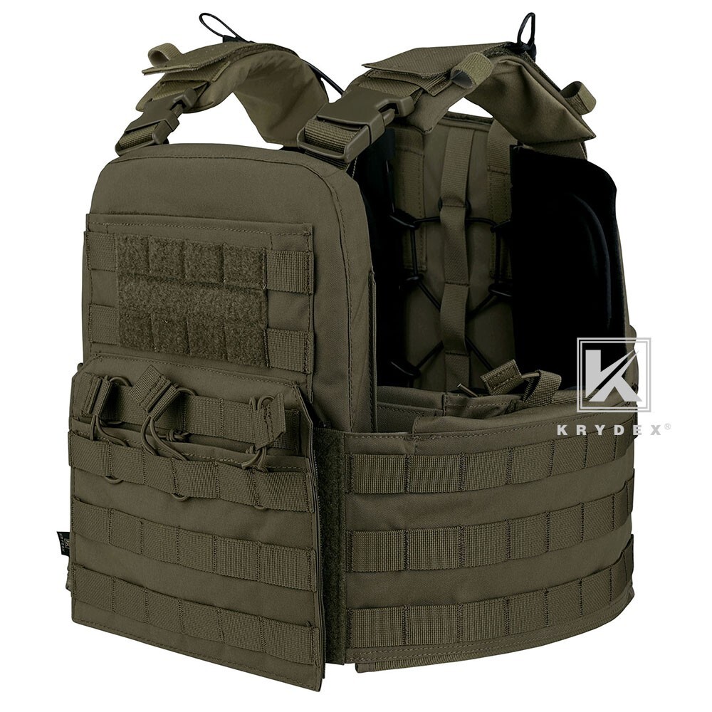 KRYDEX Plate Carrier Tactical Heavy Duty Vest with Mag Pouch MOLLE Green