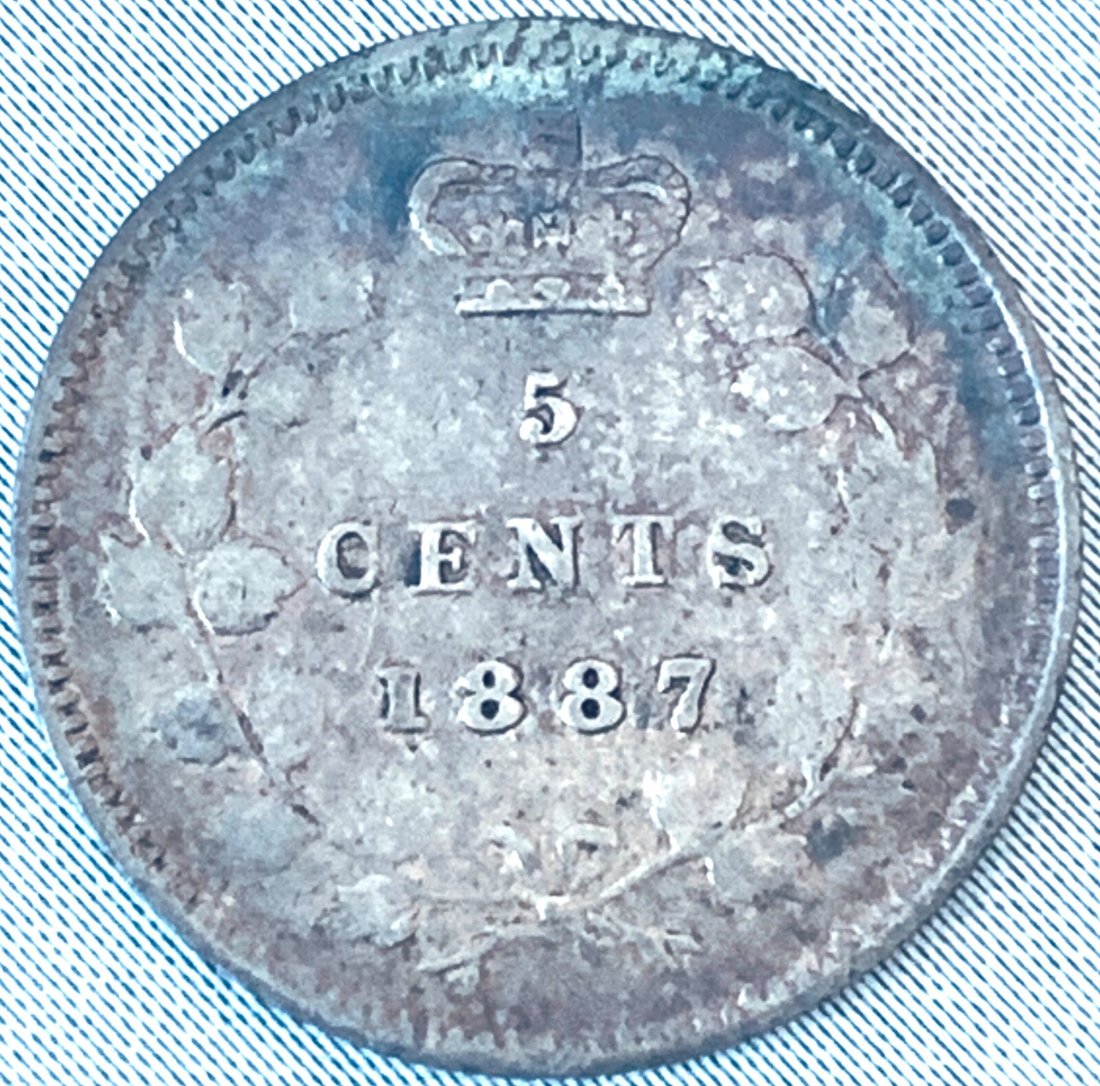 1887 Canada 5 cents Silver Coin Victoria