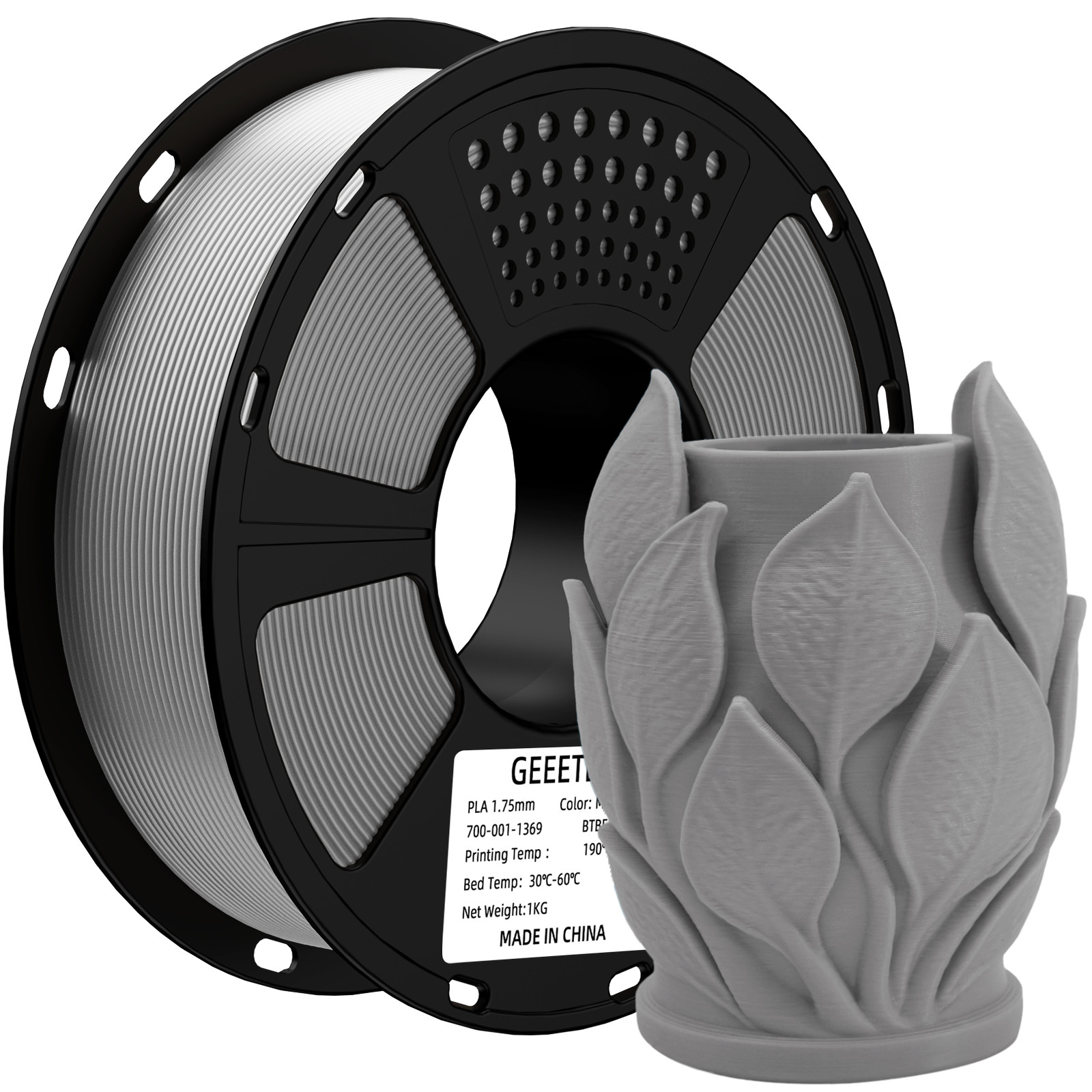 GEEETECH Matte PLA 1.75mm 1kg Filament for FDM 3D Printer Consumables Grey