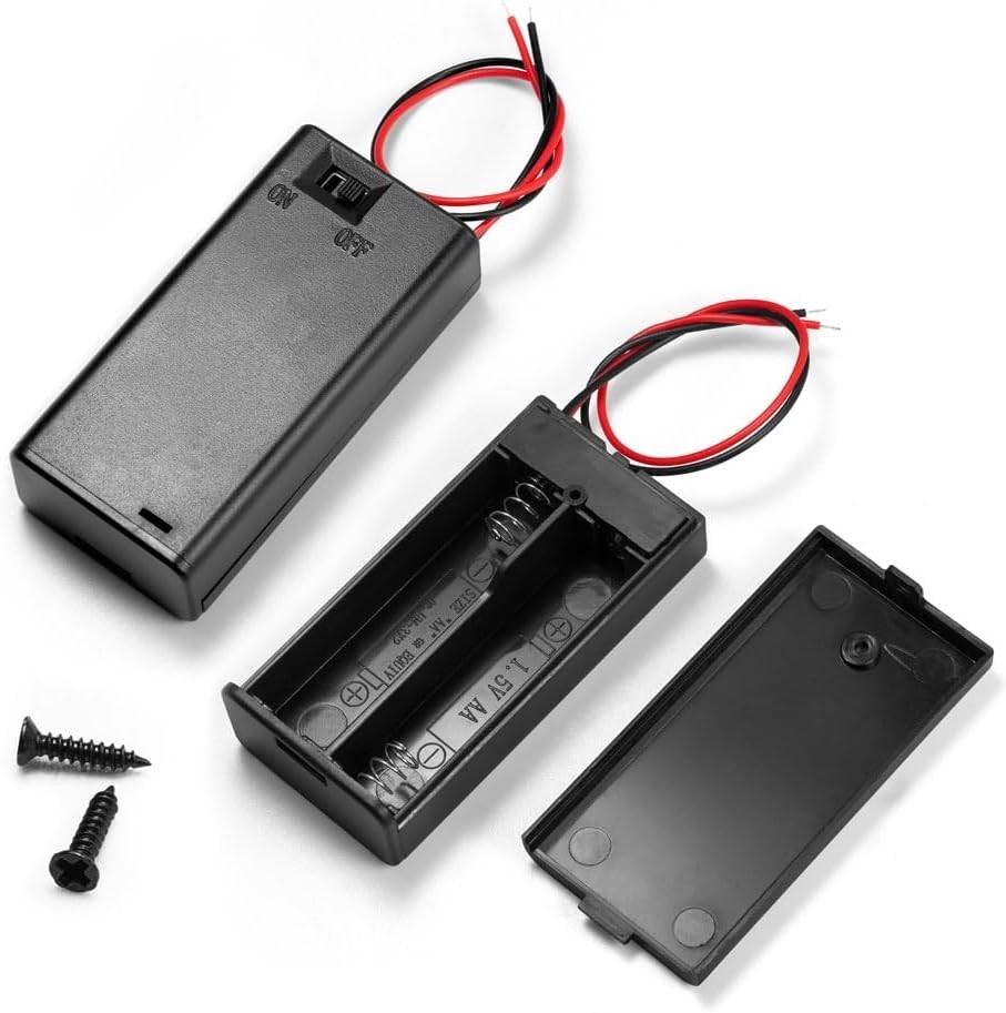 (Pack of 2 2 AA Battery Holder with Switch, 2X 1.5V AA Battery Holder Case with
