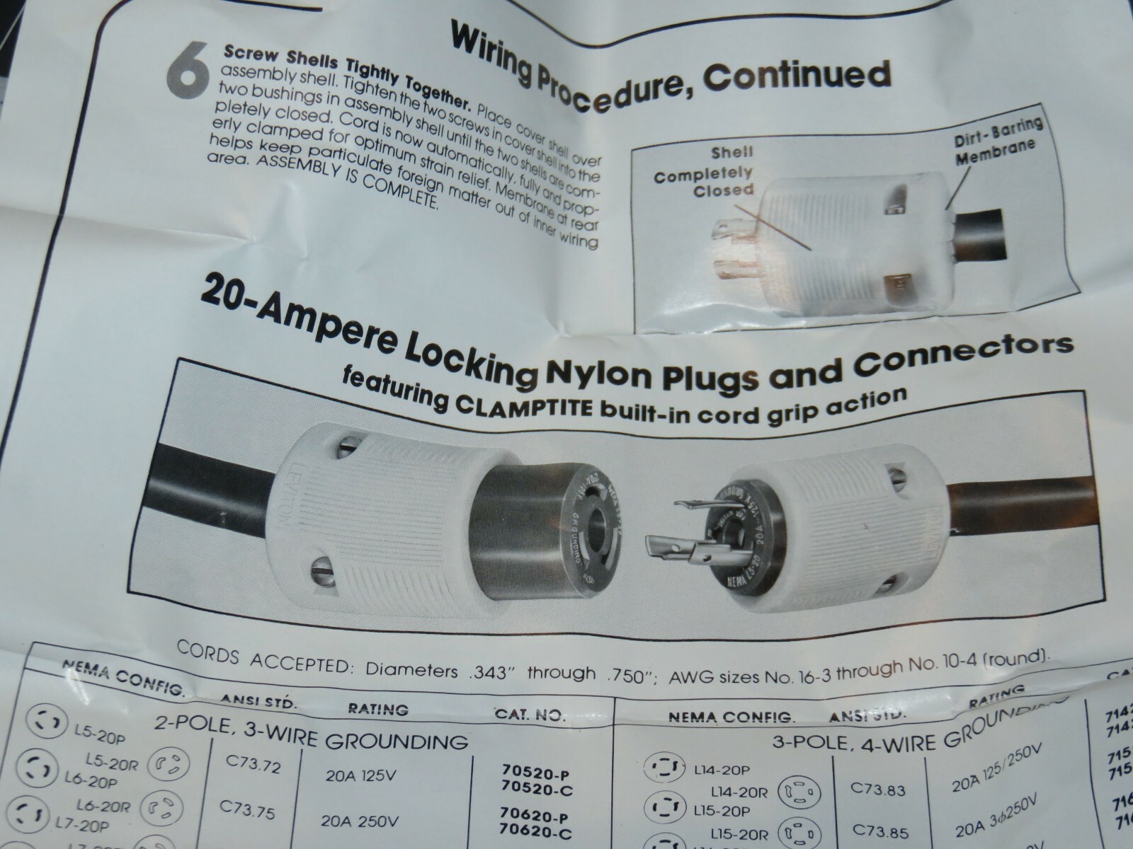 Leviton 70520-P 20A 125V Twist Locking Plug L5-20P