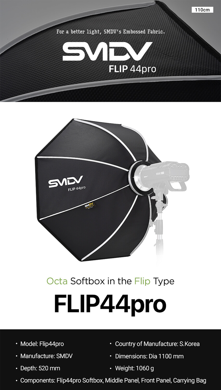 SMDV SPEED-BOX FLIP44PRO Quick Soft Diffuser f/ Bowens Elinchrom Profoto Strobe