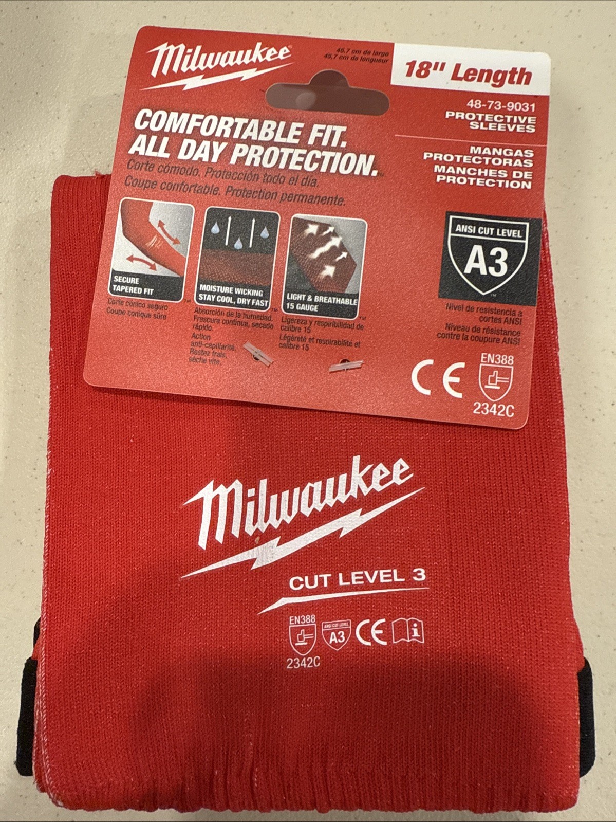 Milwaukee Comfortable Fit 18” Protective Sleeves Level 3 Cut 48-73-9031