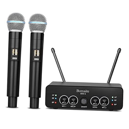 UHF Wireless Microphone System， Karaoke Microphone Wireless Mic Cordless BX9-S