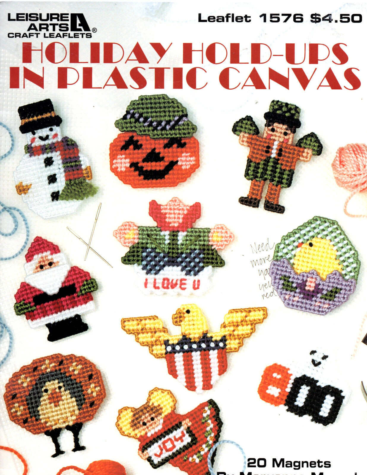 Holiday Hold-Ups Plastic Canvas Leisure Arts 20 Magnets Uncle Sam Easter Witch