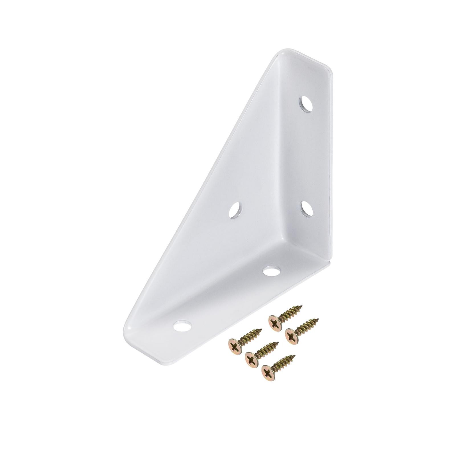2Pcs Angle Corner Brackets 66mm x 66mm Joining Support for Desk Bed Edge White