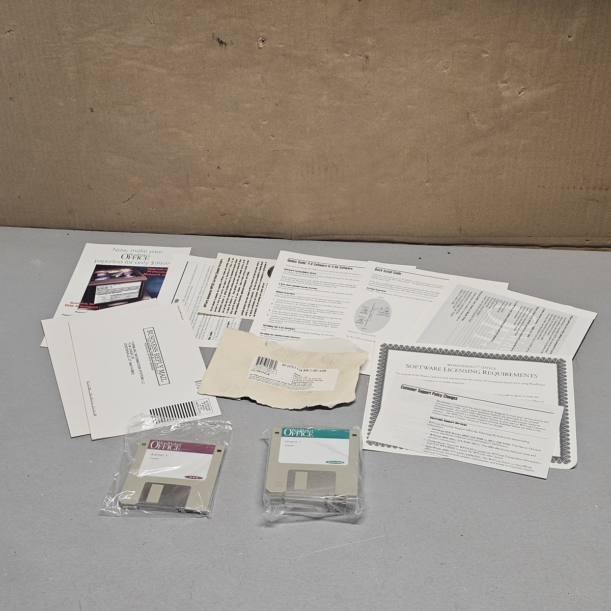 WordPerfect Office Software Floppy Disks w/ Licensing & Paperwork