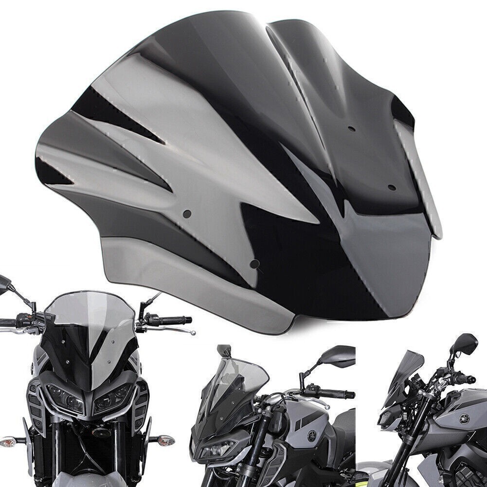 Motorbike Black Windshield Double Bubble Deflector For Yamaha MT-09 FZ09 17-20