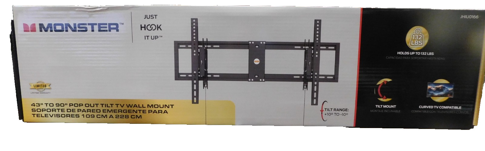 Monster Just Hook It Up 43 in to 90 in. 165 lb. cap. Tiltable TV Tilt Wall Mount