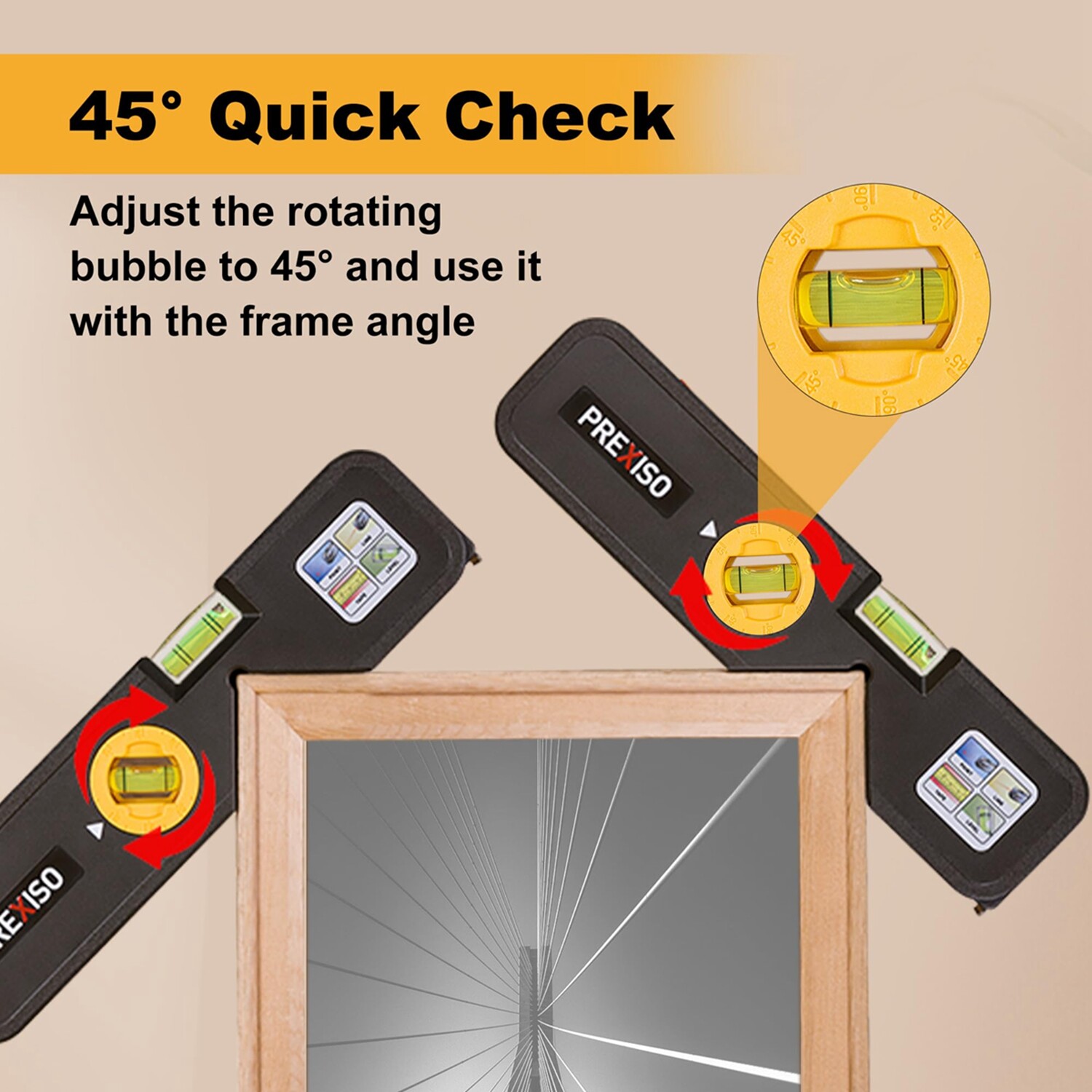 PREXISO 4-in-1 Laser Level Torpedo Level 65Ft Alignment Point 10Ft Leveling Line