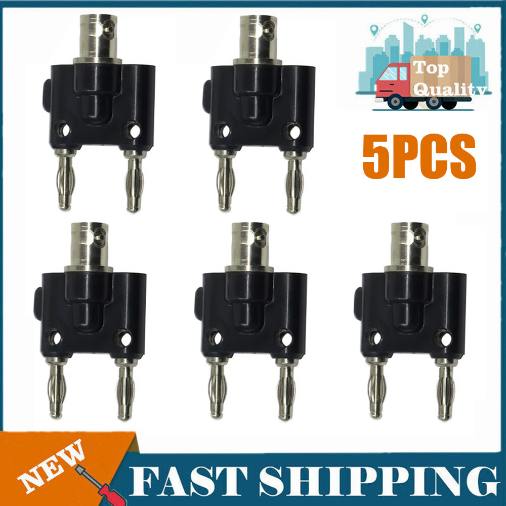 5Pack BNC Female to Dual 4mm Banana Male Plug Binding Coaxial Adapter Connector