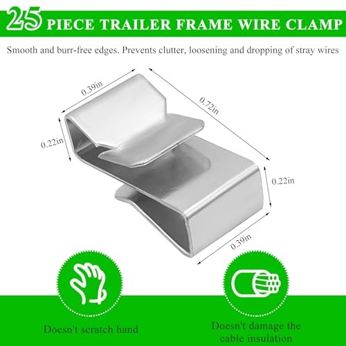 Trailer Frame Wire Clips, 0.72"/18mm Steel Trailer Wiring Clips for 25 PCS