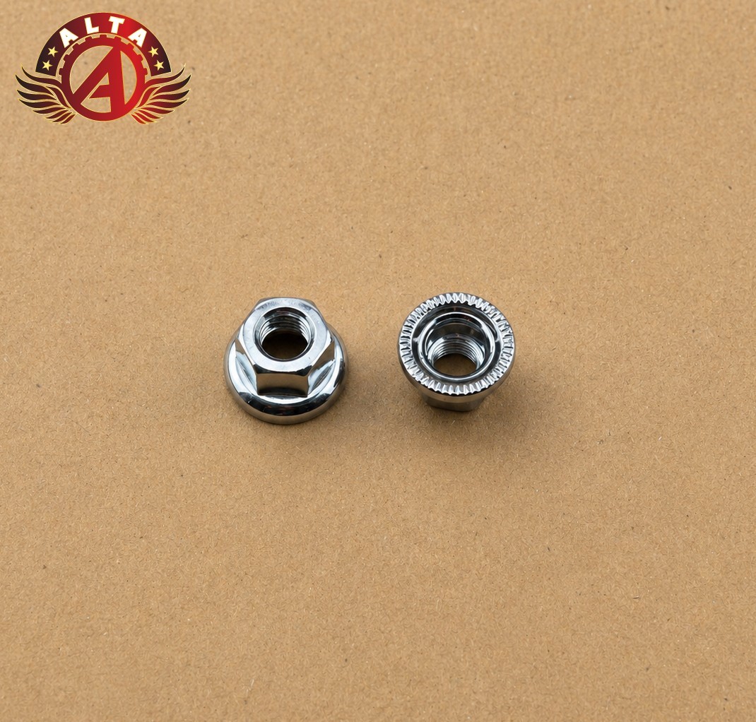 2x ALTA 10x1mm Front Axle Nuts Chrome Rotating Washer 1 Speed Fixie Hub Bicycle.