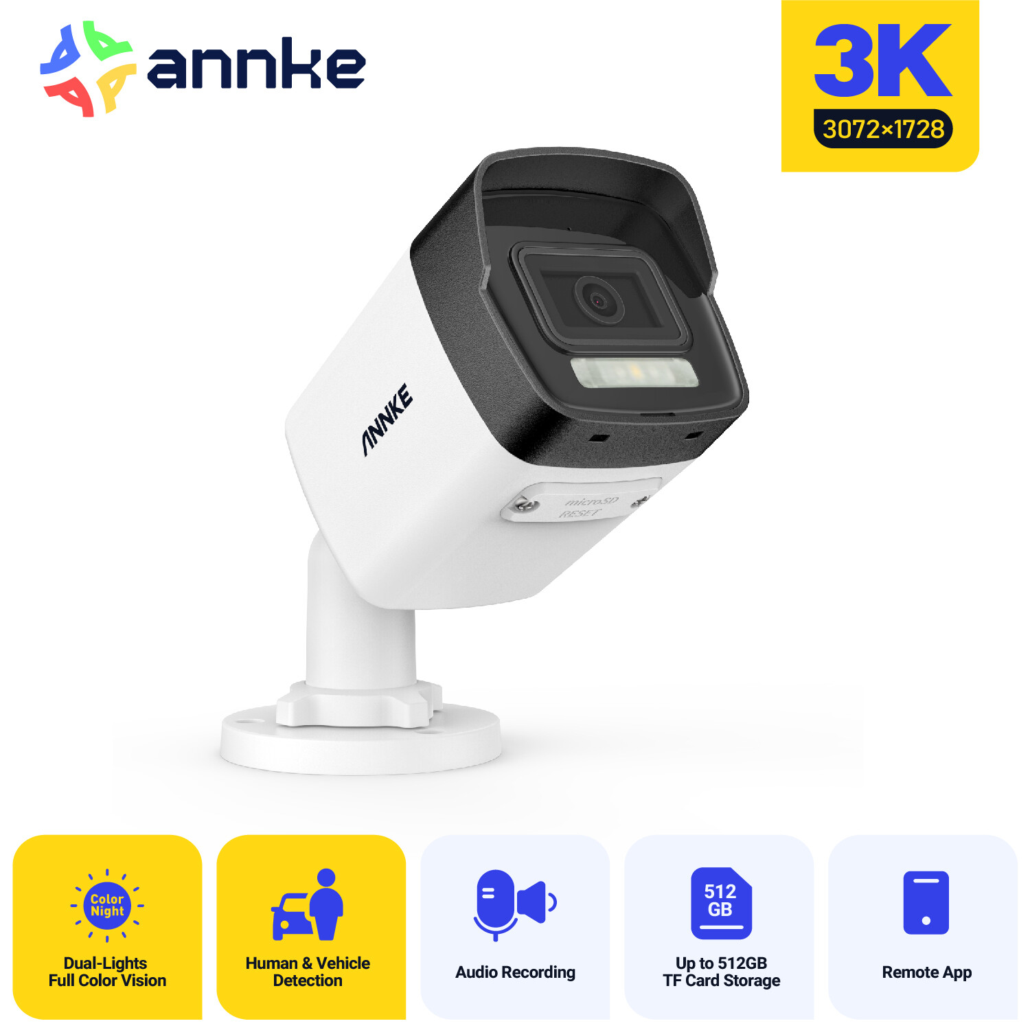 ANNKE 5MP PoE Security Camera Audio C500 IP Network Outdoor Human Detection IP67