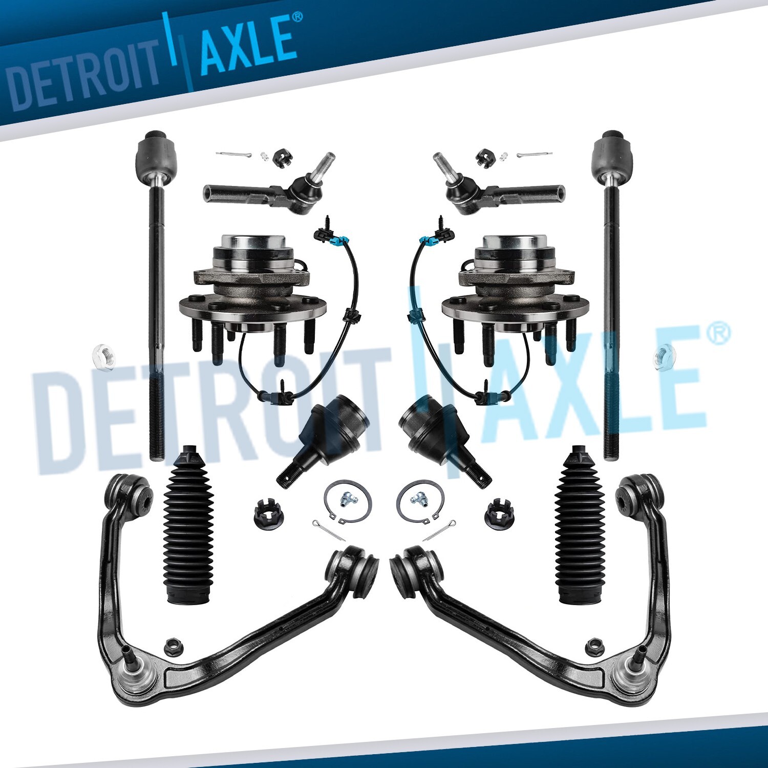 12pc RWD Front Hubs Upper Control Arms Tie Rods for GMC Express Savana 1500 2500