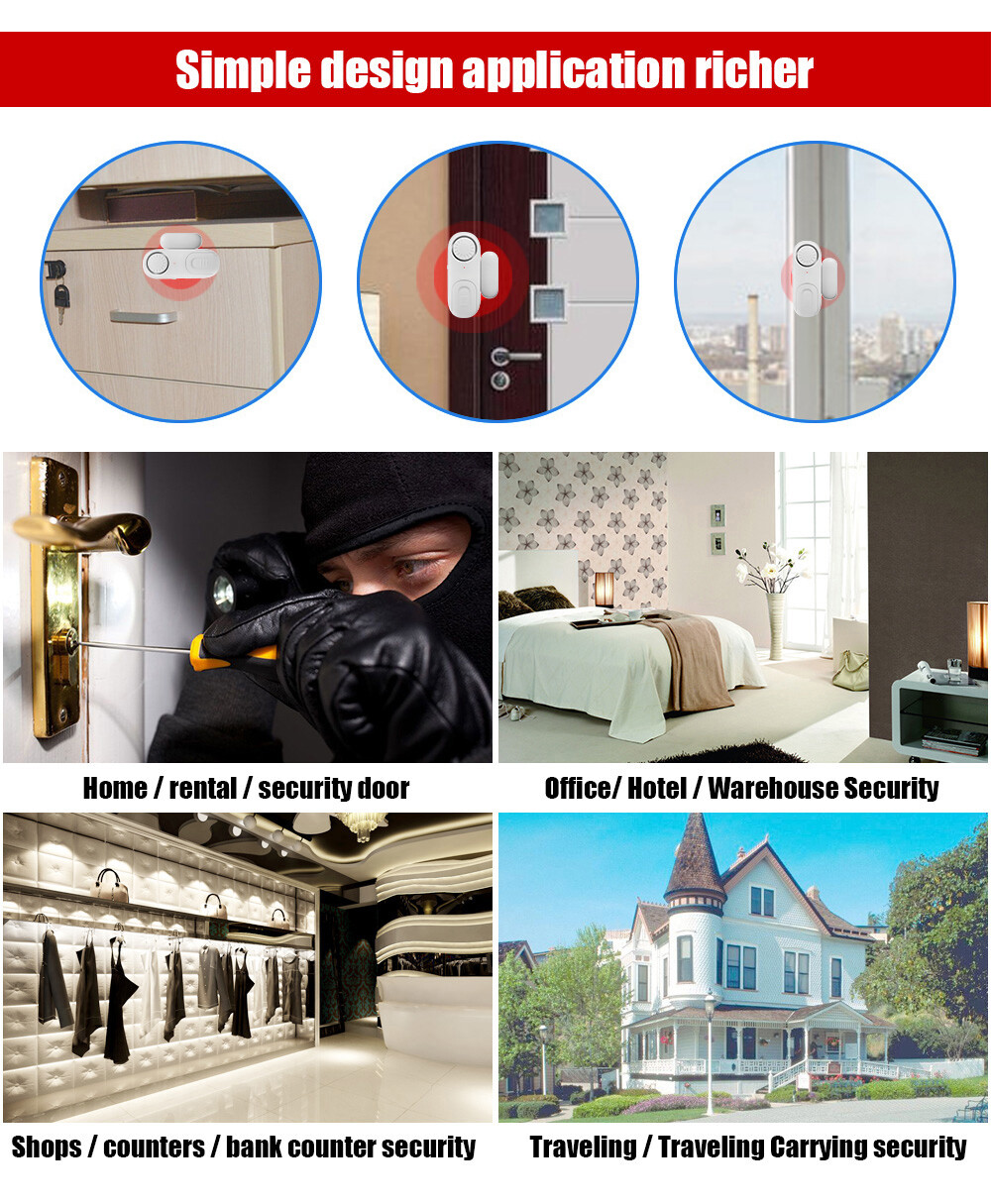 Wireless 120dB Door Window Security Alarm Sensor Remote Control Home Entry Alert