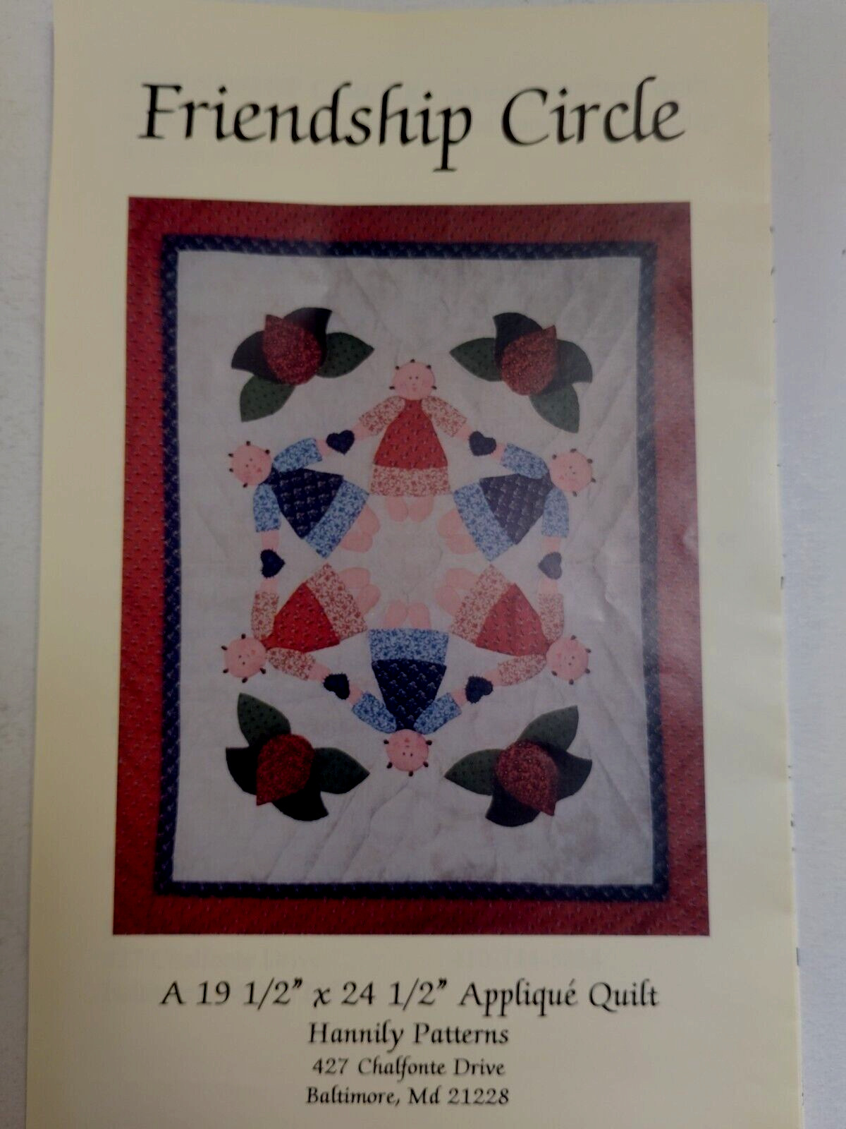 Applique Quilt 19x24 Friendship Circle HP125 Craft Sewing Hannily Patterns Small