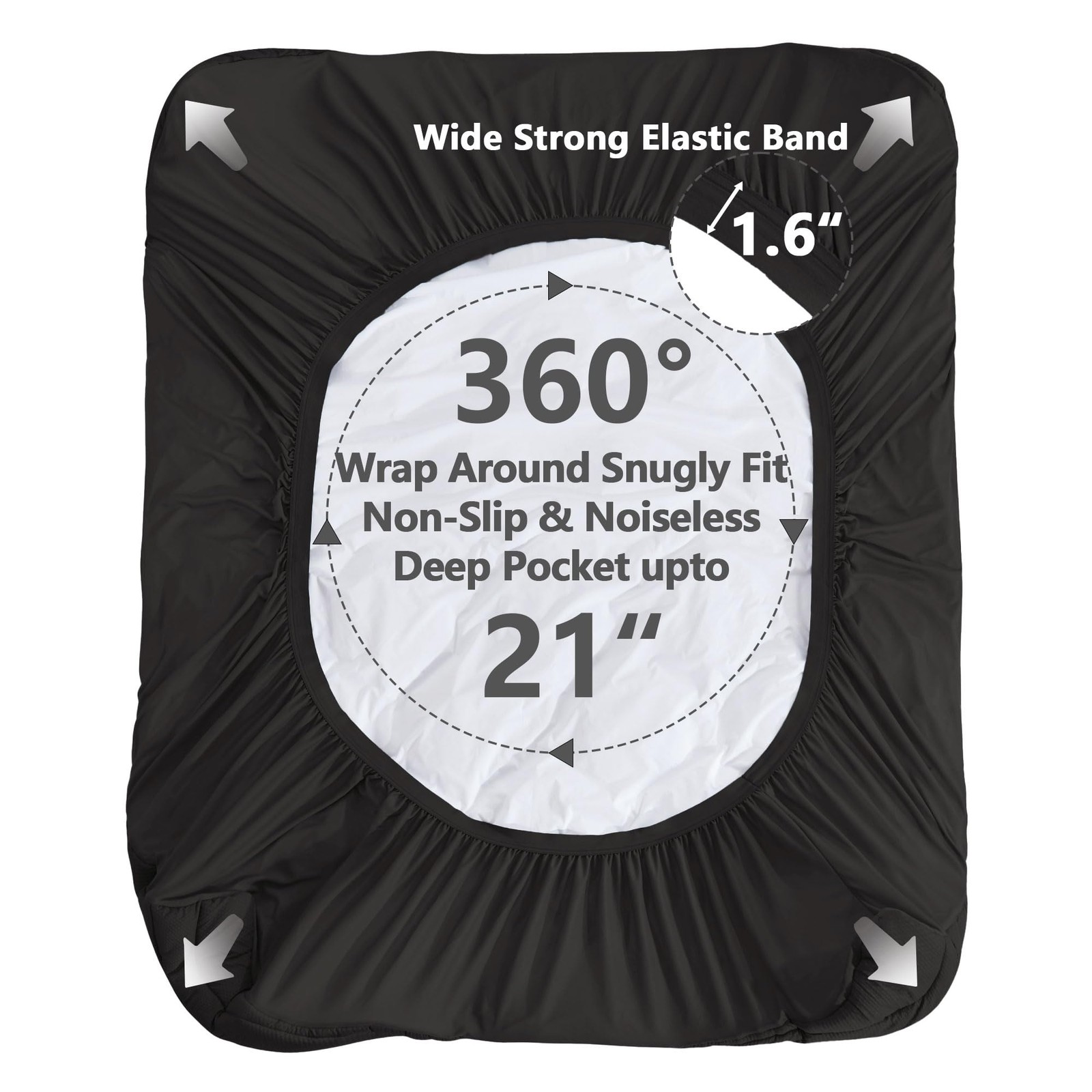 ELVEN HOME Full Size Mattress Pad Waterproof, Cooling Full, Black
