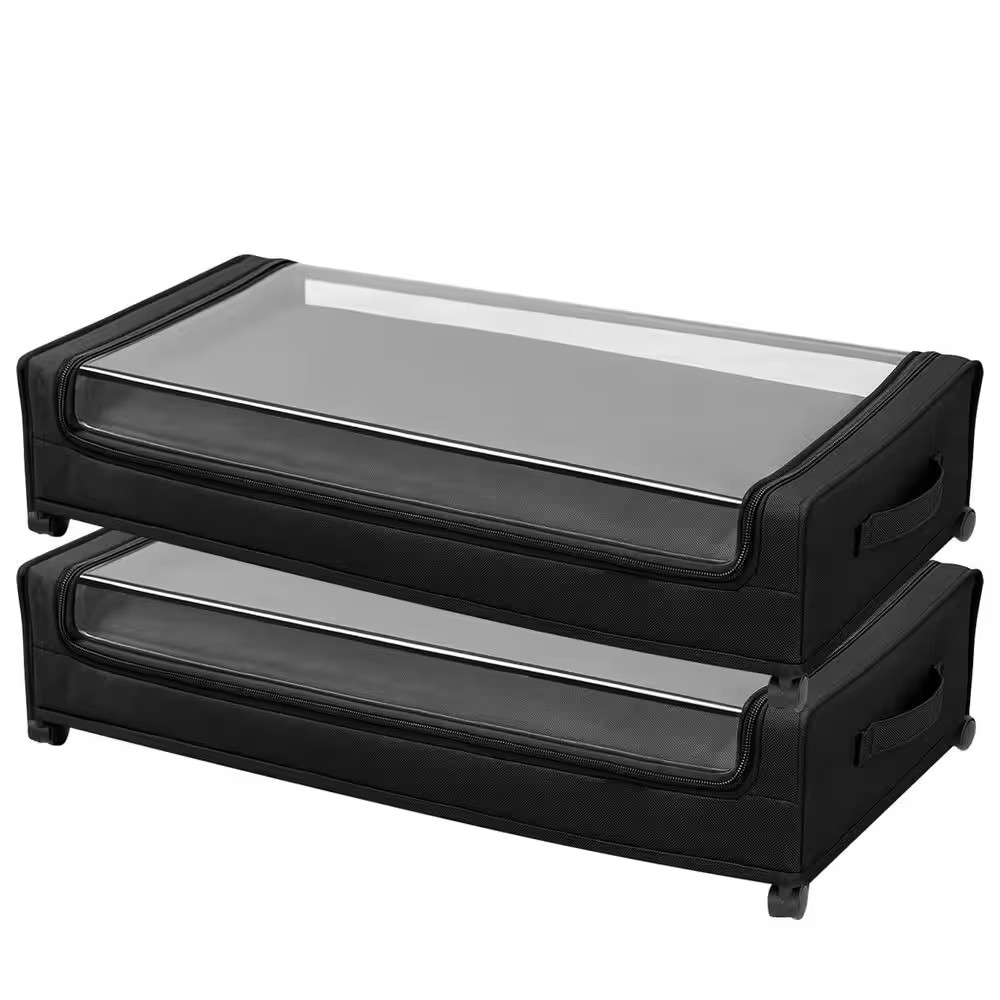 Under Bed Storage with Wheels, 30.3 X 18.5 X 6.8 In. Underbed Containers W/ Clea