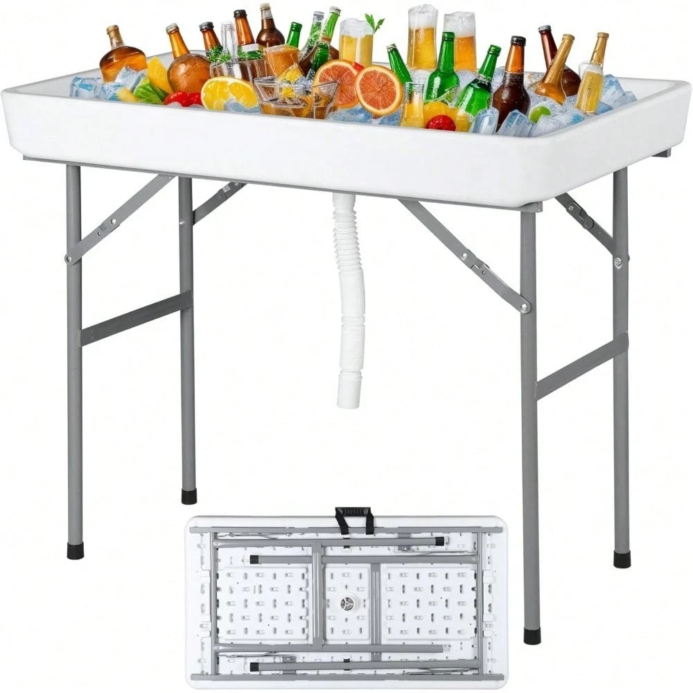 Folding Ice Cooler Table with Drain Hose
