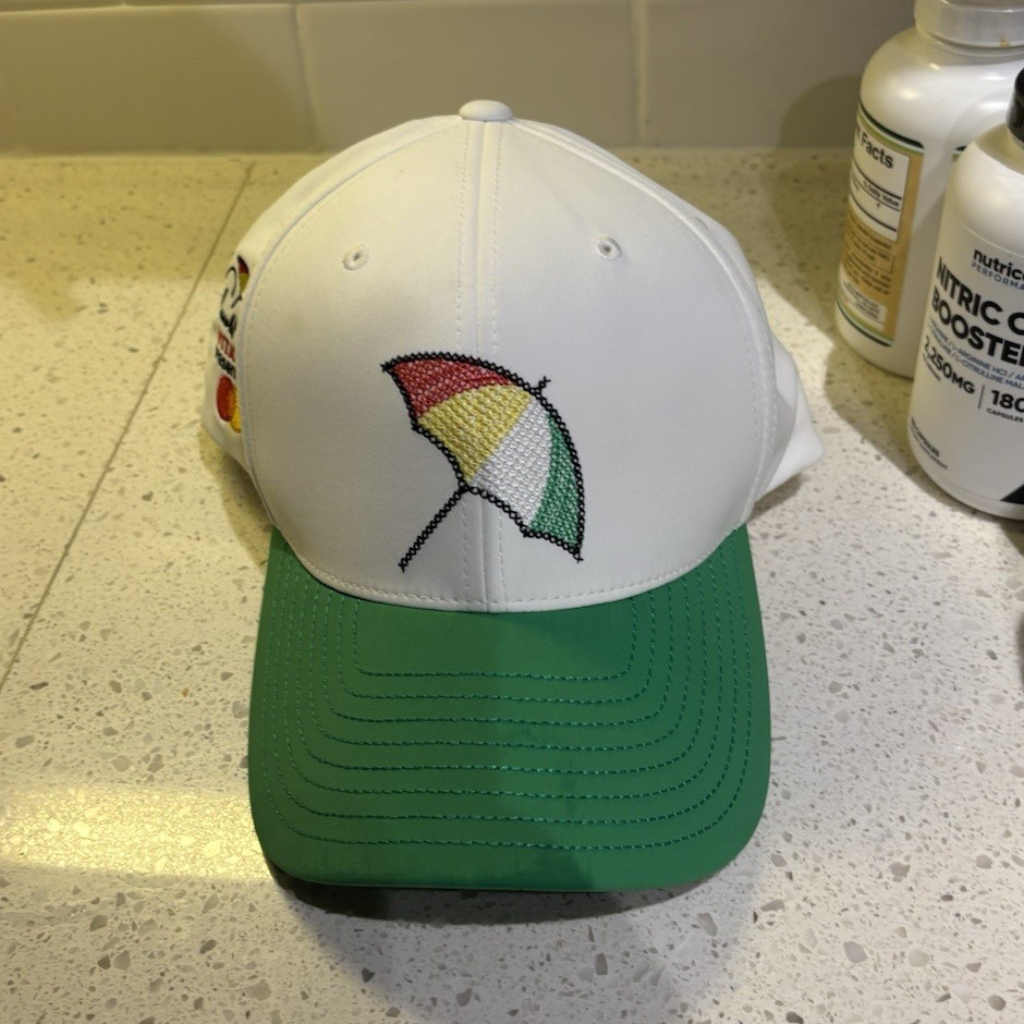 Arnold Palmer Invitational Golf Hat Cap White/Green Adjustable Embroidered Logo