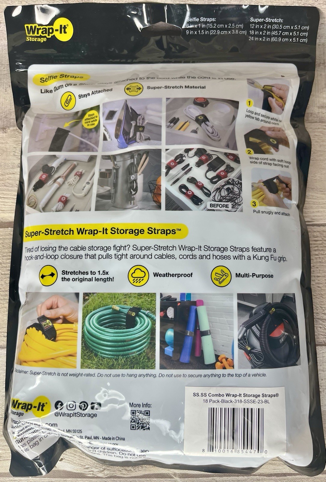 Quick-Straps by Wrap-It Storage - Assorted 18 Pack, Black