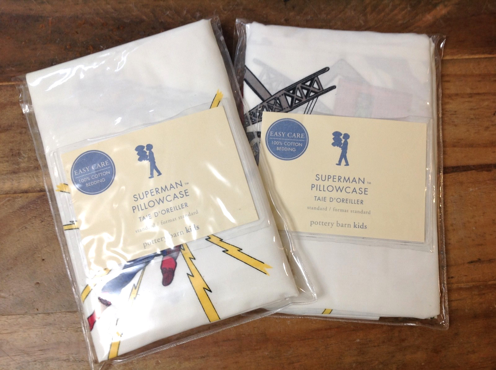 Pottery Barn Superman Standard Pillowcases Set of 2 -New Old Stock