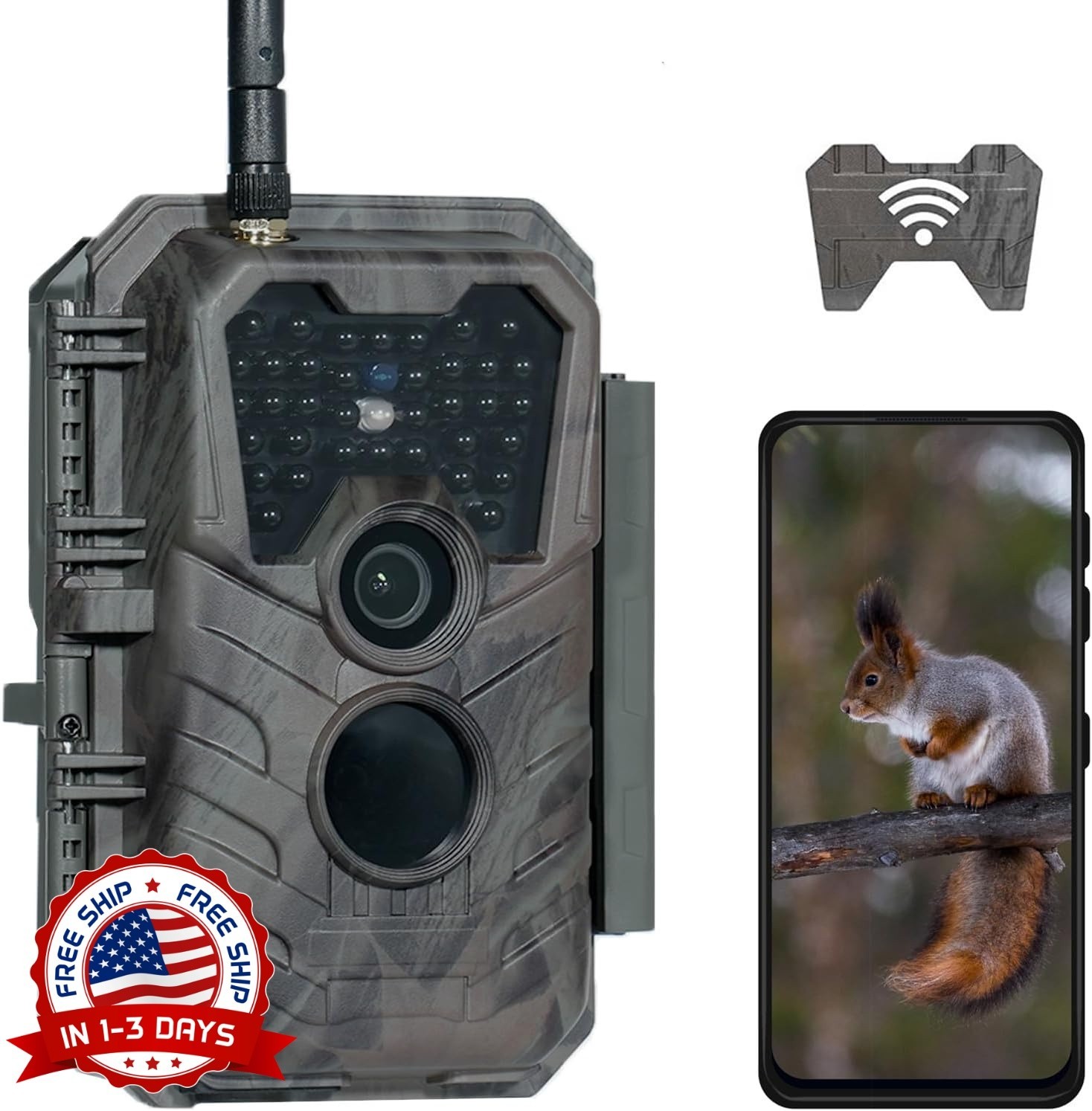 Cámara de seguimiento, WiFi Bluetooth, 48 MP 1296p, visión nocturna, impermeable