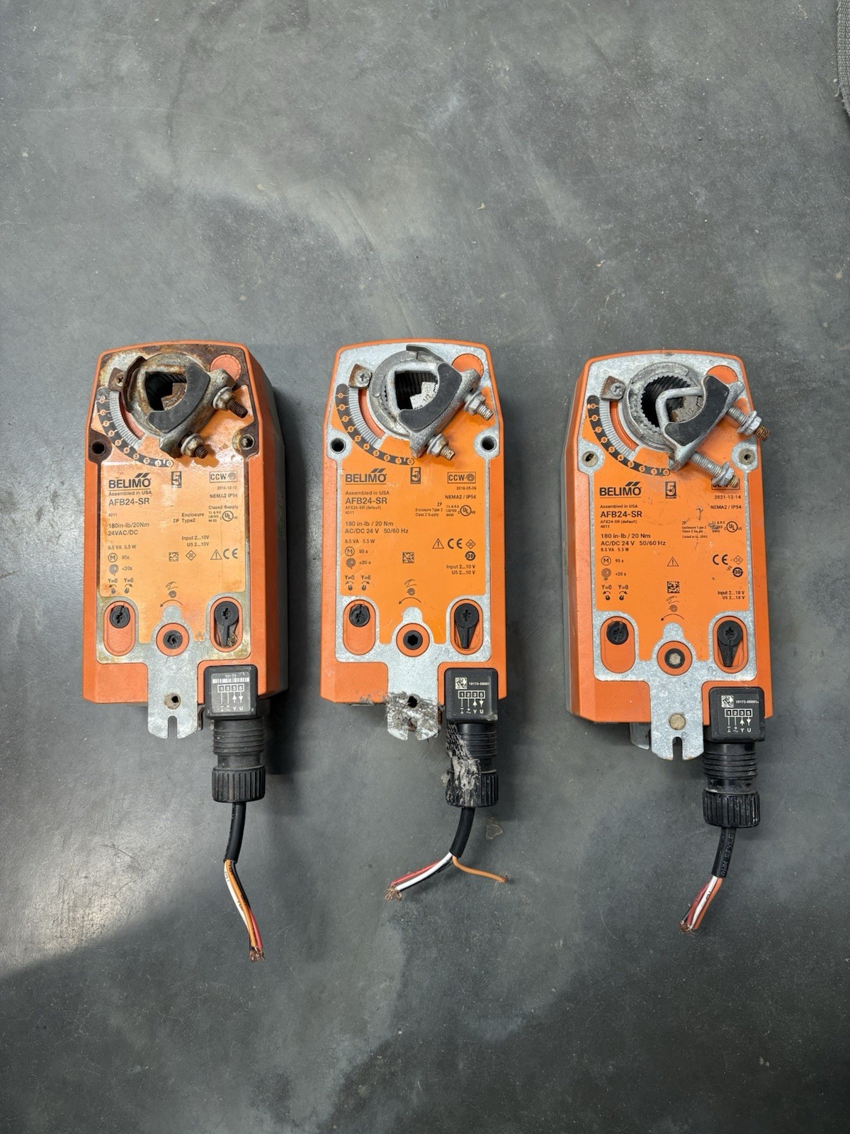 3x Belimo AFB24-SR Spring Return Damper Actuator Orange AFX24-SR 180 IN-LB 24V