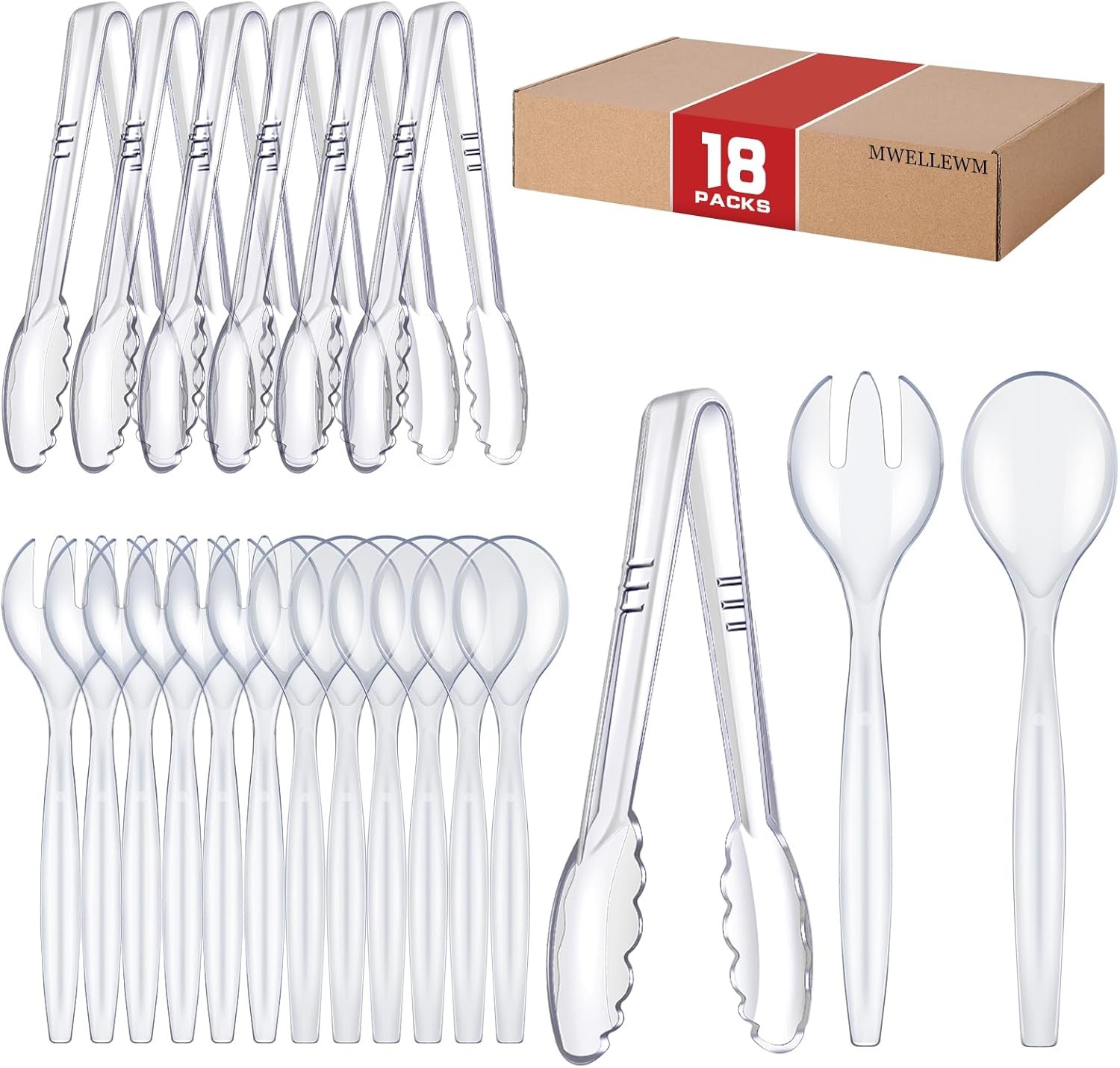 Mwellewm Serving Utensils, 10'' Plastic Serving Utensils Set, Lar