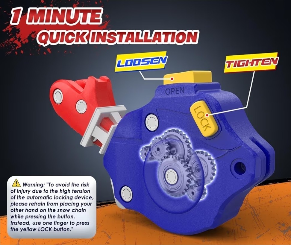 Snow-Chains Auto Fixing 1 Min Quick Installation Tire-Chains, Heavy-Duty...