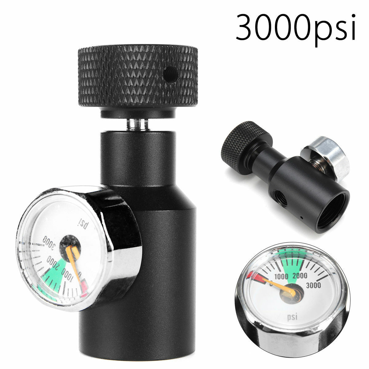 Paintball Co2 Adapter Air Regulator Fill Station On/Off 3000psi Gauge 1/8 NPT