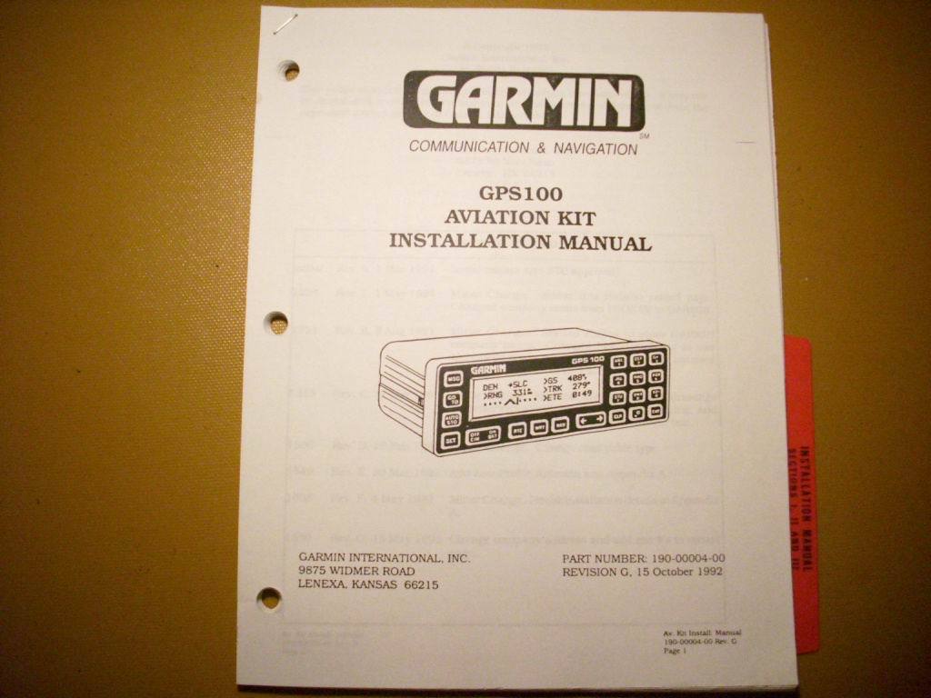Garmin GPS 100 安装手册-