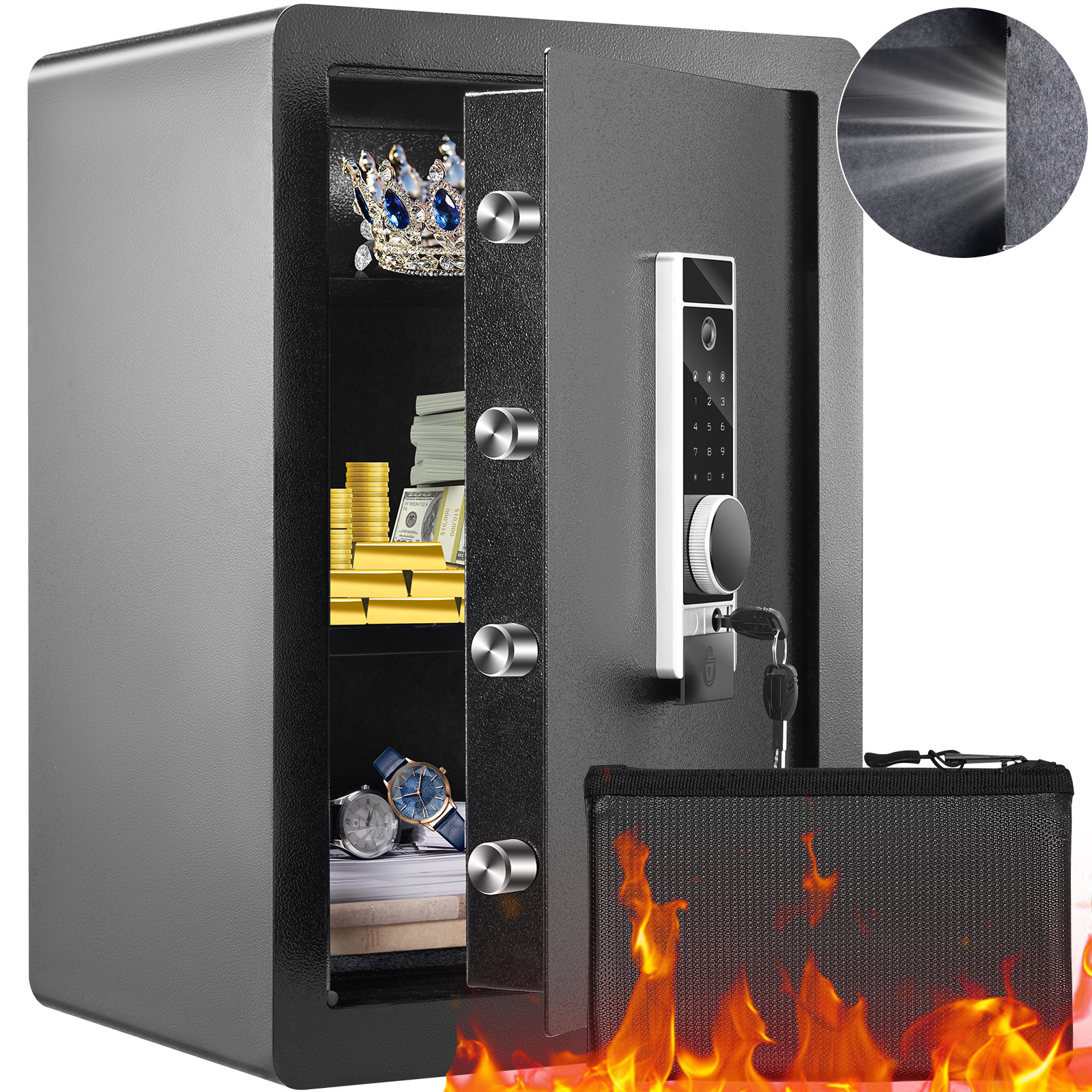 Uimoso Safe 2.2 Cubic Feet Home Safe Steel for Cash Gold 15.75x13x23.6 inch