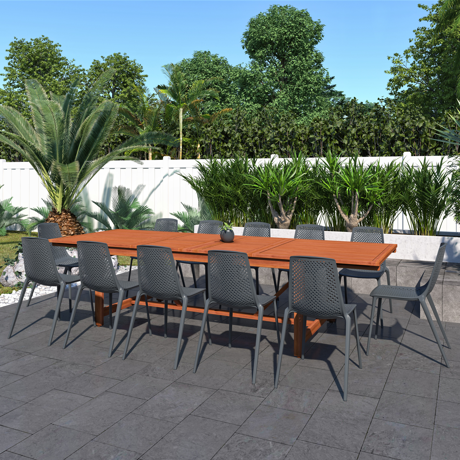 Amazonia Blois 2-Piece Outdoor Dining Chairs | Eucalyptus | Gray Chairs
