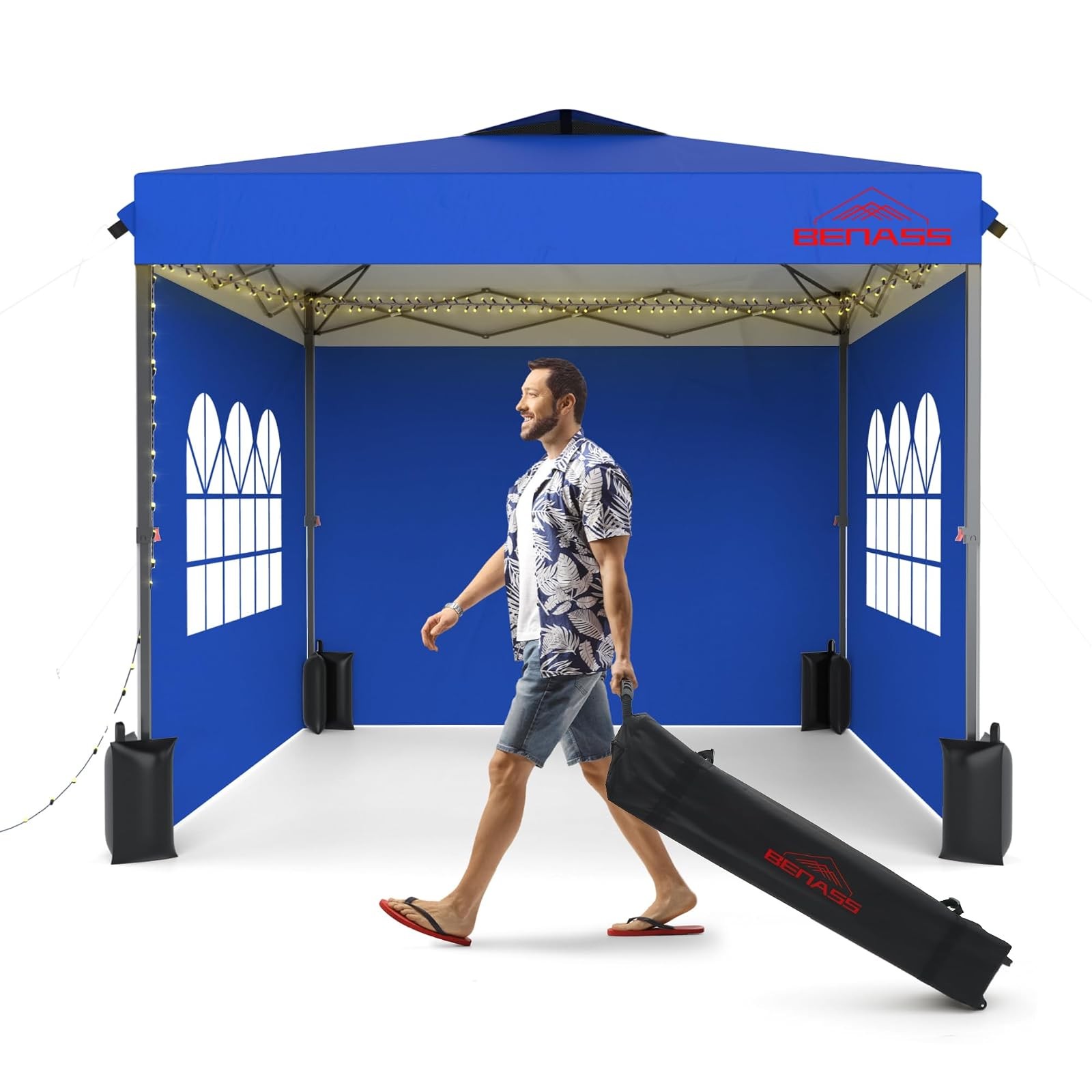 Canopy Tent 10x10 Blue Pop Up with Sidewalls