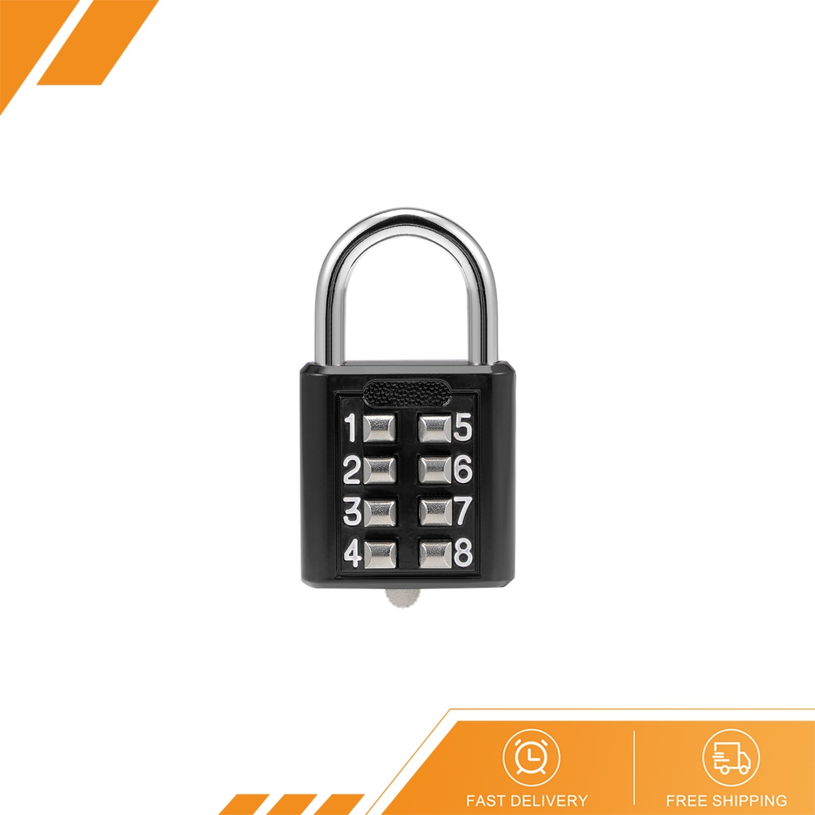 1 Pcs 8-Digit Combination Padlock Push Button Lock for Locker Cabinet Black