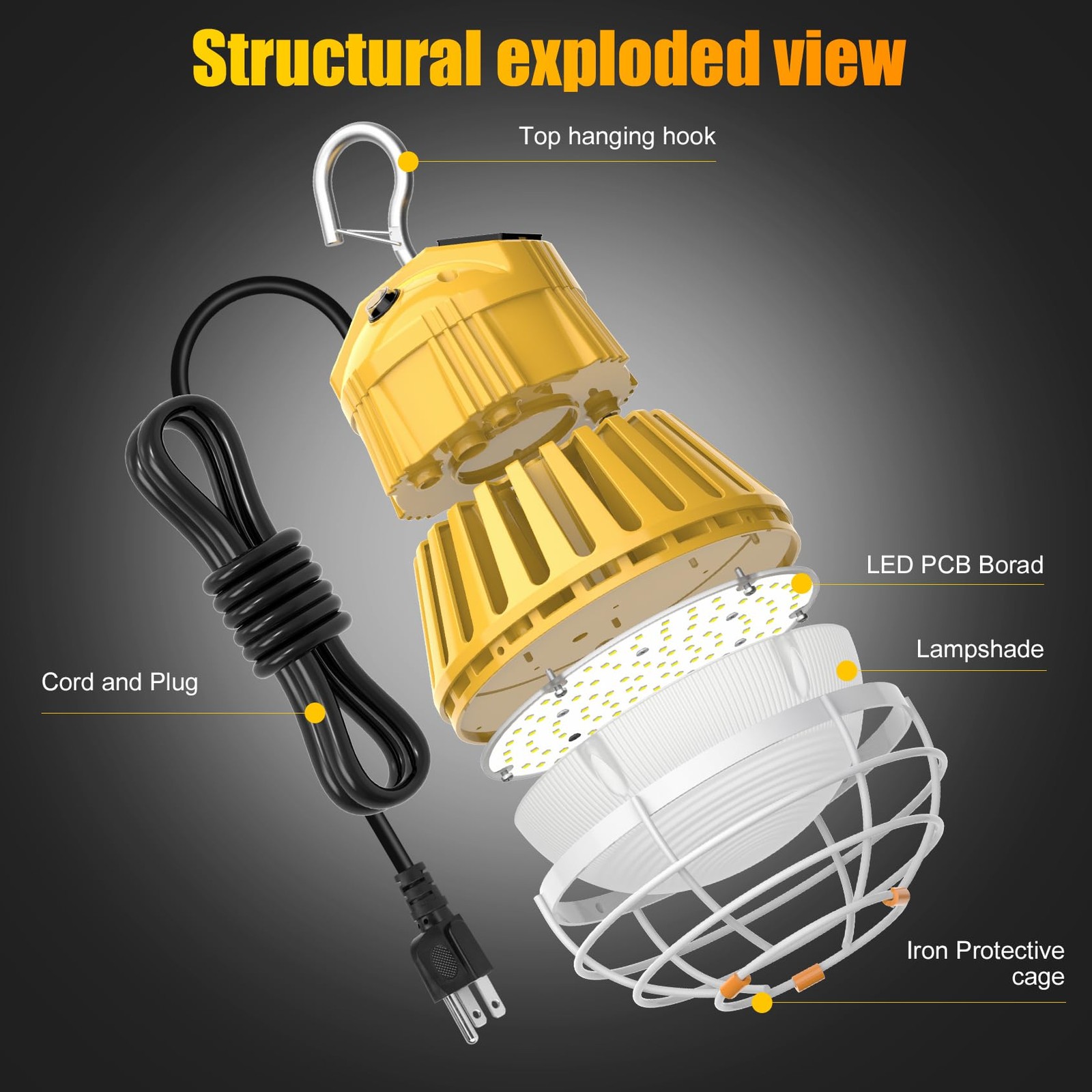 100Watt LED Temporary Work Light Linkable Construction Tunnel Warehouse Lighting
