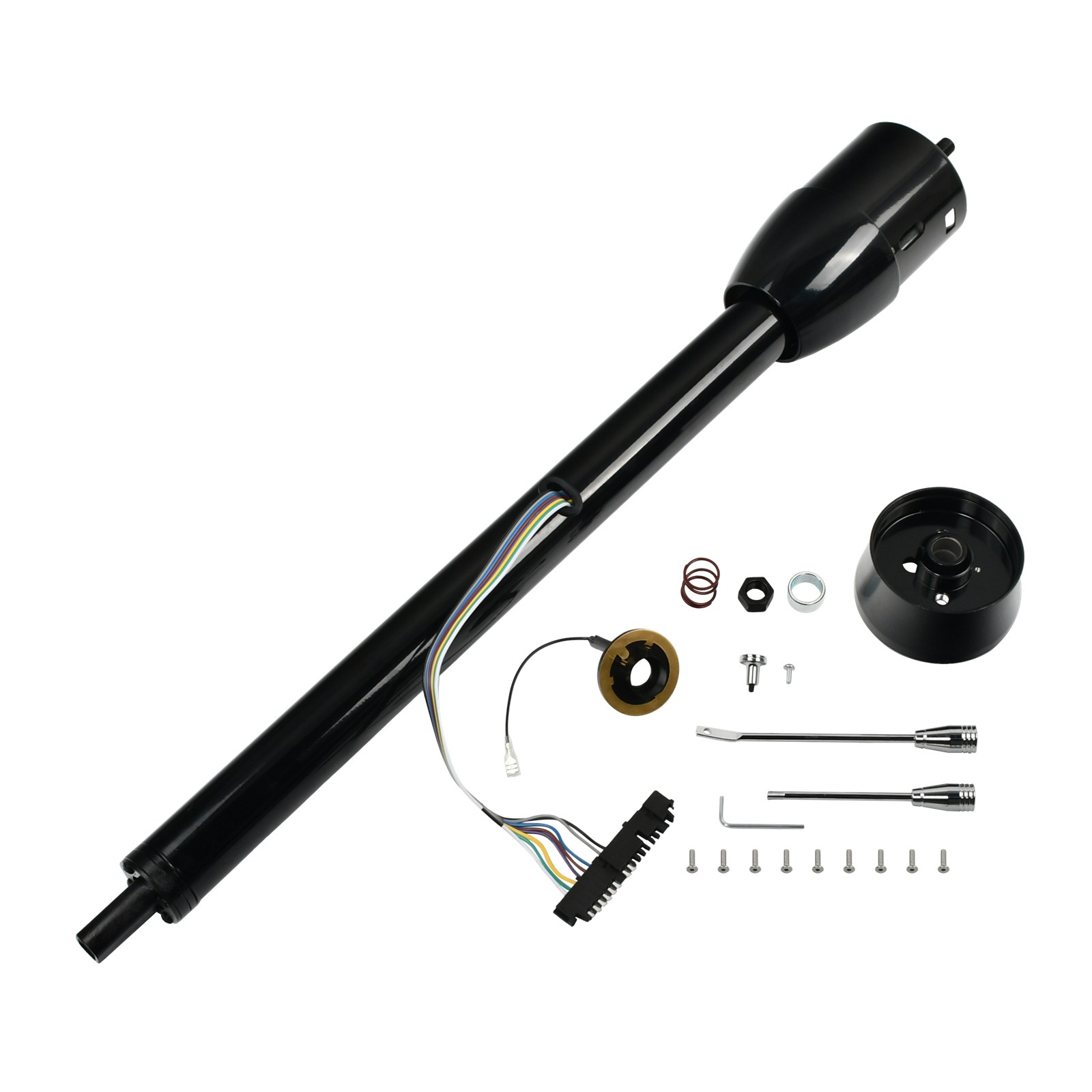 32" Tilt Manual Universal Black Stainless Steel Steering Column& Adapter No Key