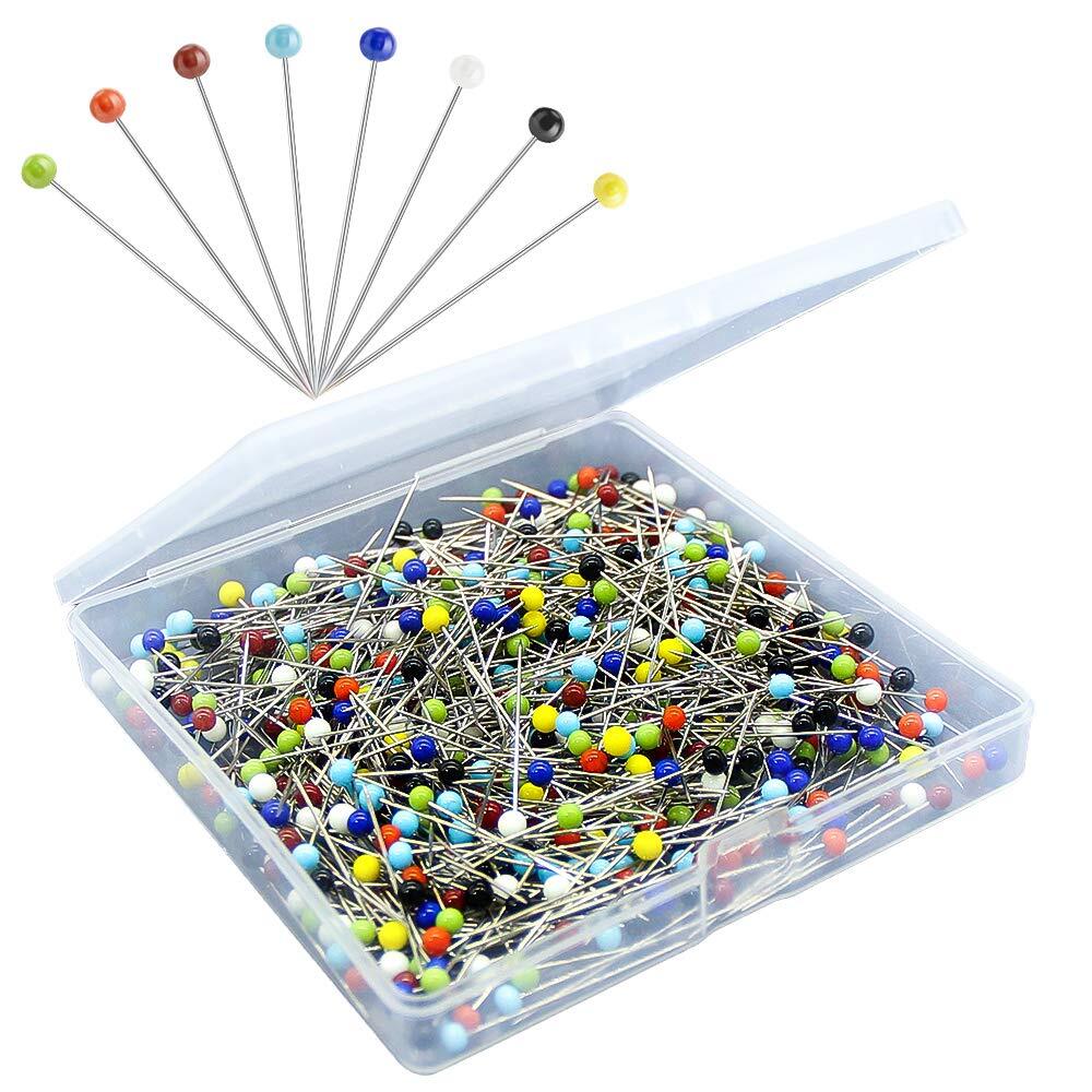 500 Pcs 1.5 Inch Straight Quilting Sewing Pins with Glass Head Balls for Crafts