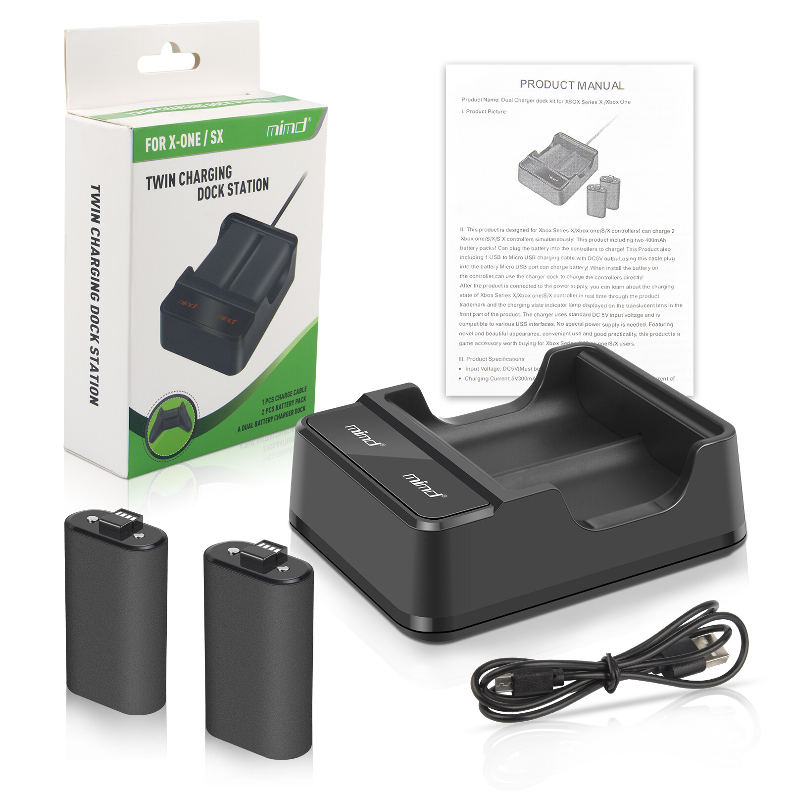 Rechargeable Battery Pack For XBox One X/S Series X/S Controller & Charger Cable