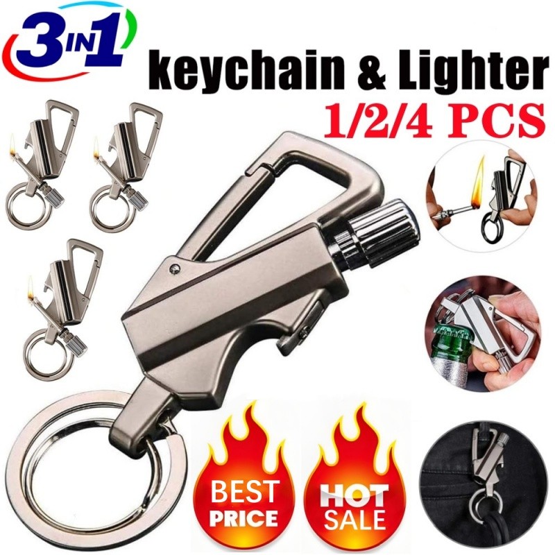 1-4PCS Permanent Match Infinity Lighter w/ Multitool Keychain Bottle Opener USA