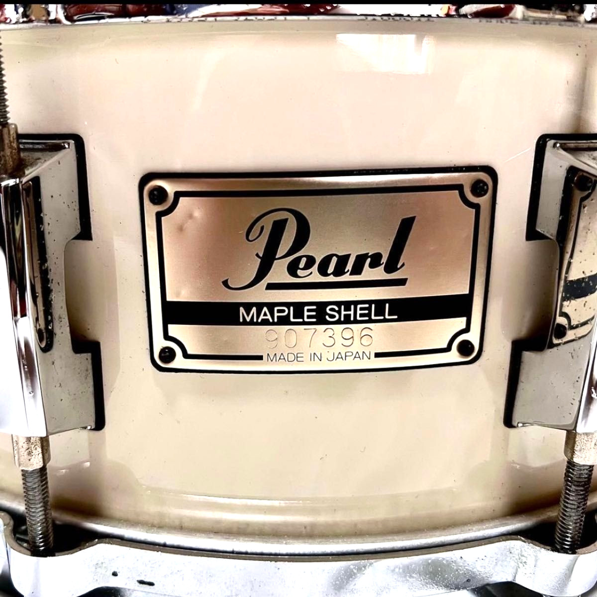 Pearl Maple Shell Snare Drum Vintage White 14"x5.5" Made in Japan