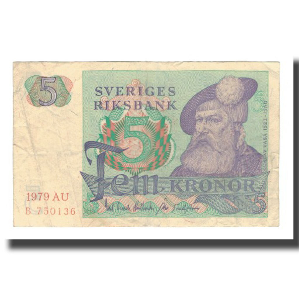 [#569462] Banknote, Sweden, 5 Kronor, 1965-1981, 1979, KM:51d, VF(30-35)