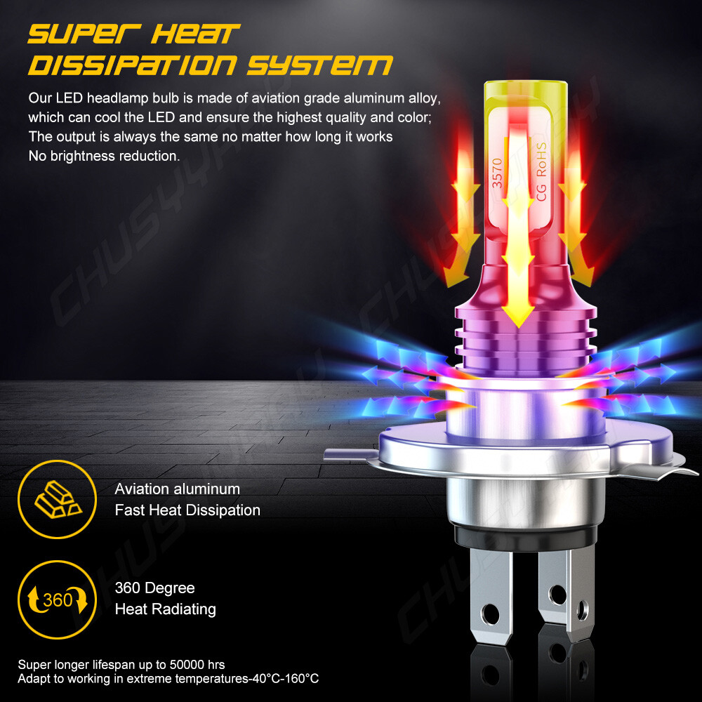2x Super LED light bulb for Honda Motorcycle 2002-2007 VTX1800C headlight 6000K