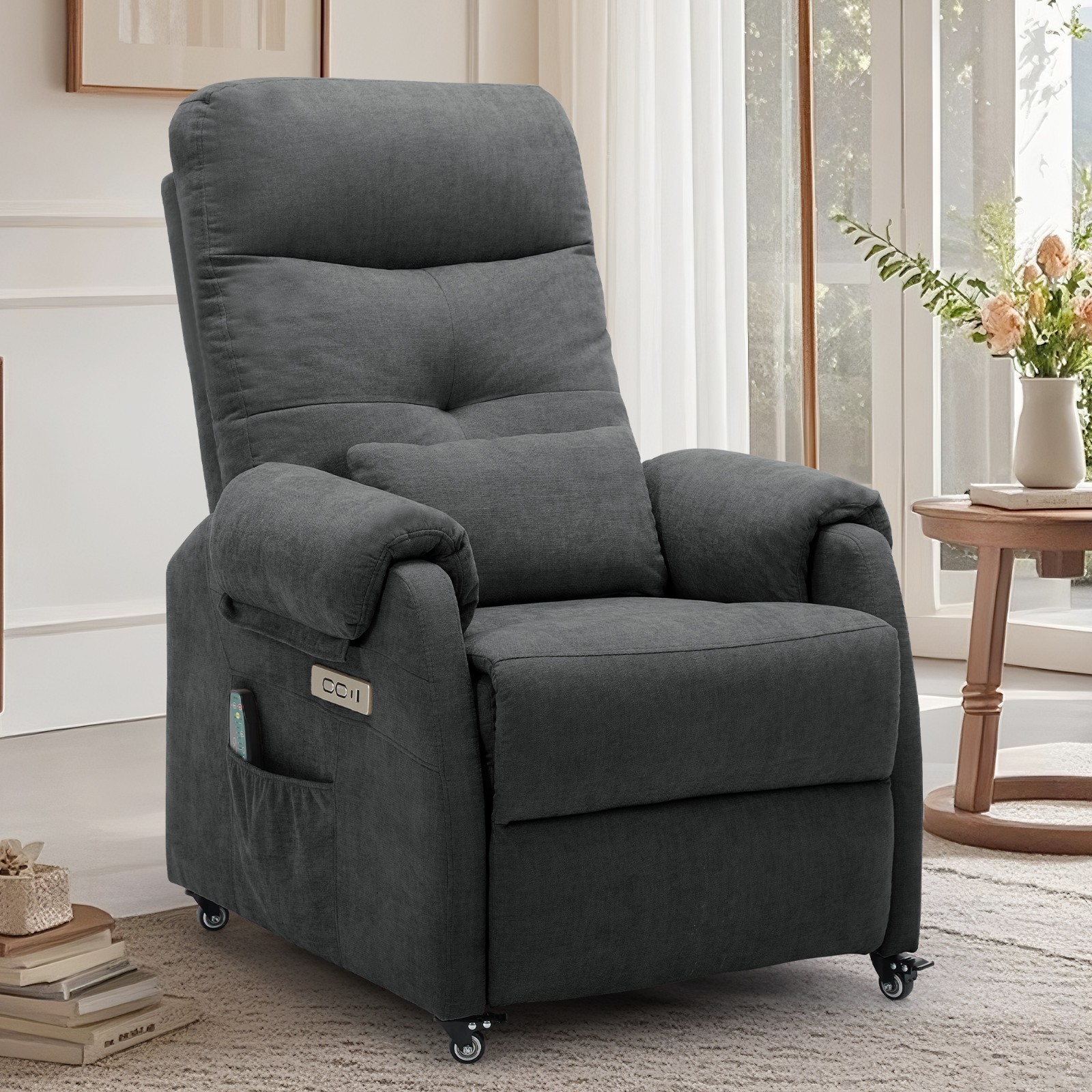 Korser Power Small Recliner Chair with Wheels and USB Ports Electric Recliner