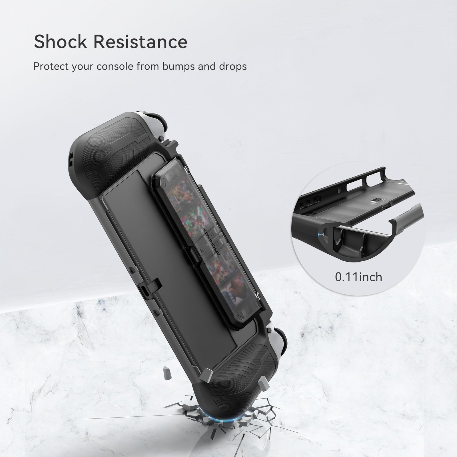 Switch OLED Case with Flip Game Storage, KIWIHOME Dockable OLED, Black