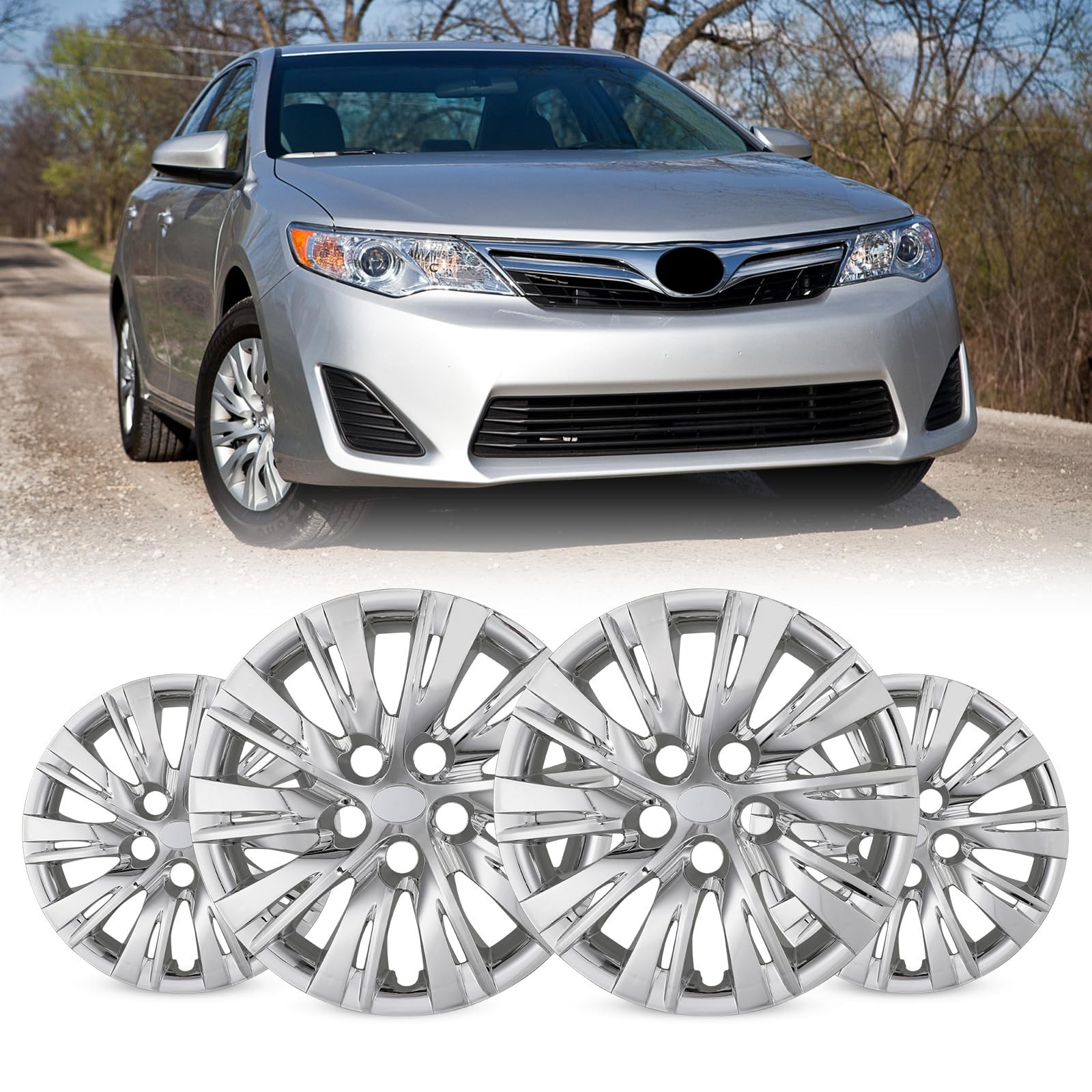 Chrome Hubcaps Wheel Covers Fits for Toyota Camry 2012-2014 16” Four (4) Pieces