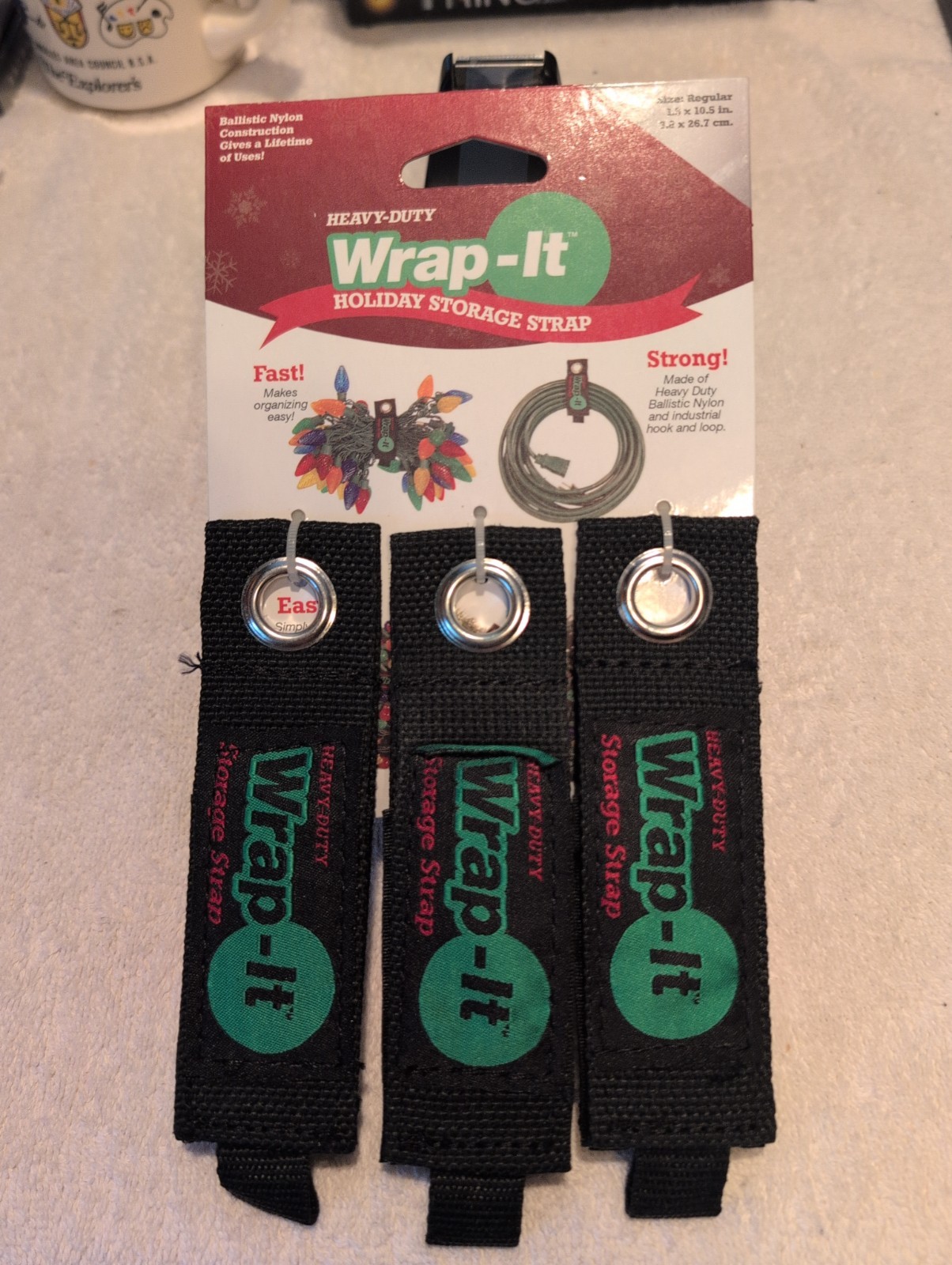 Wrap-It Heavy-Duty Holiday Storage Straps 3 per Pack Black 1.5" X 10.5"