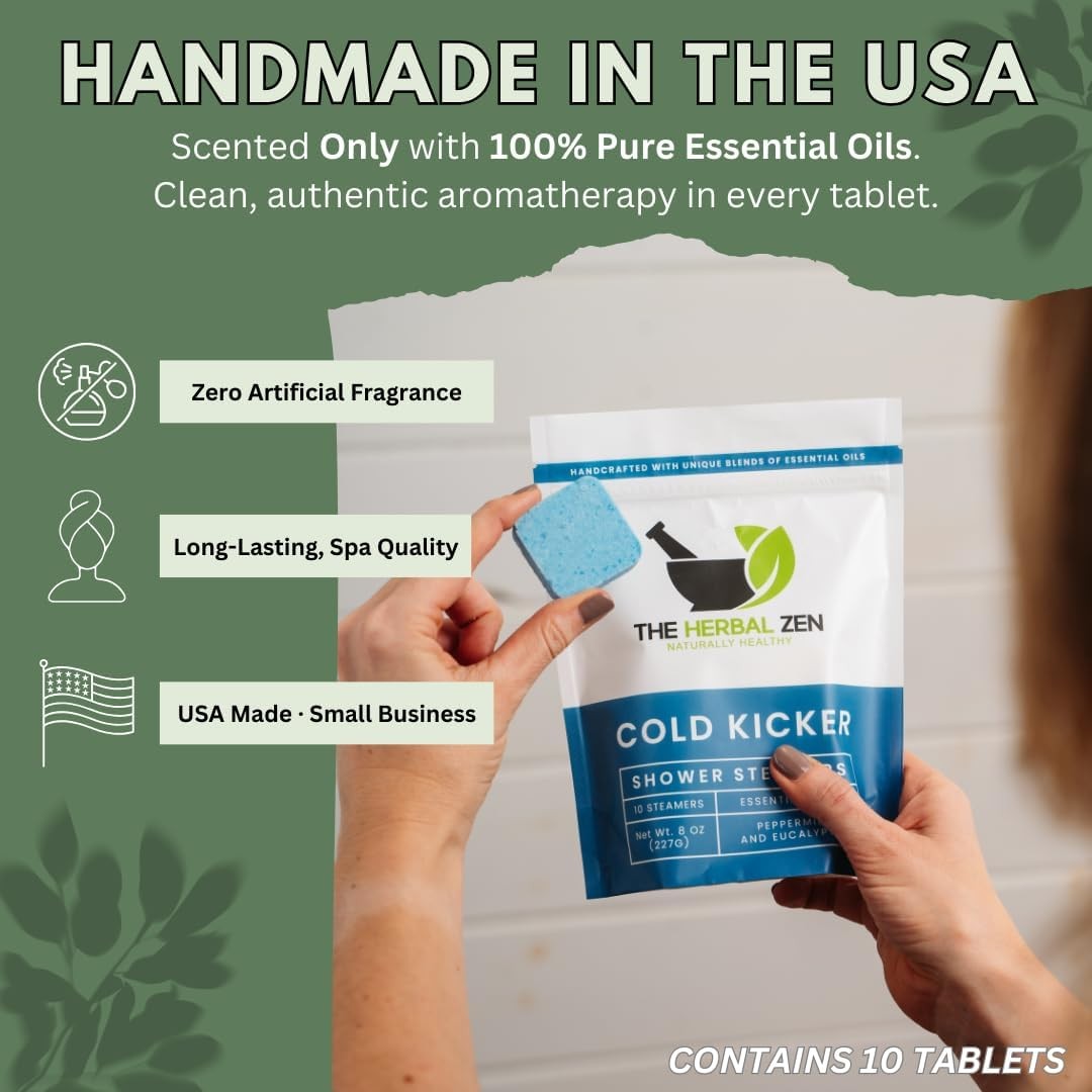 Cold Kicker Shower Steamers Aromatherapy for Relief - USA Made - Peppermint & Eu